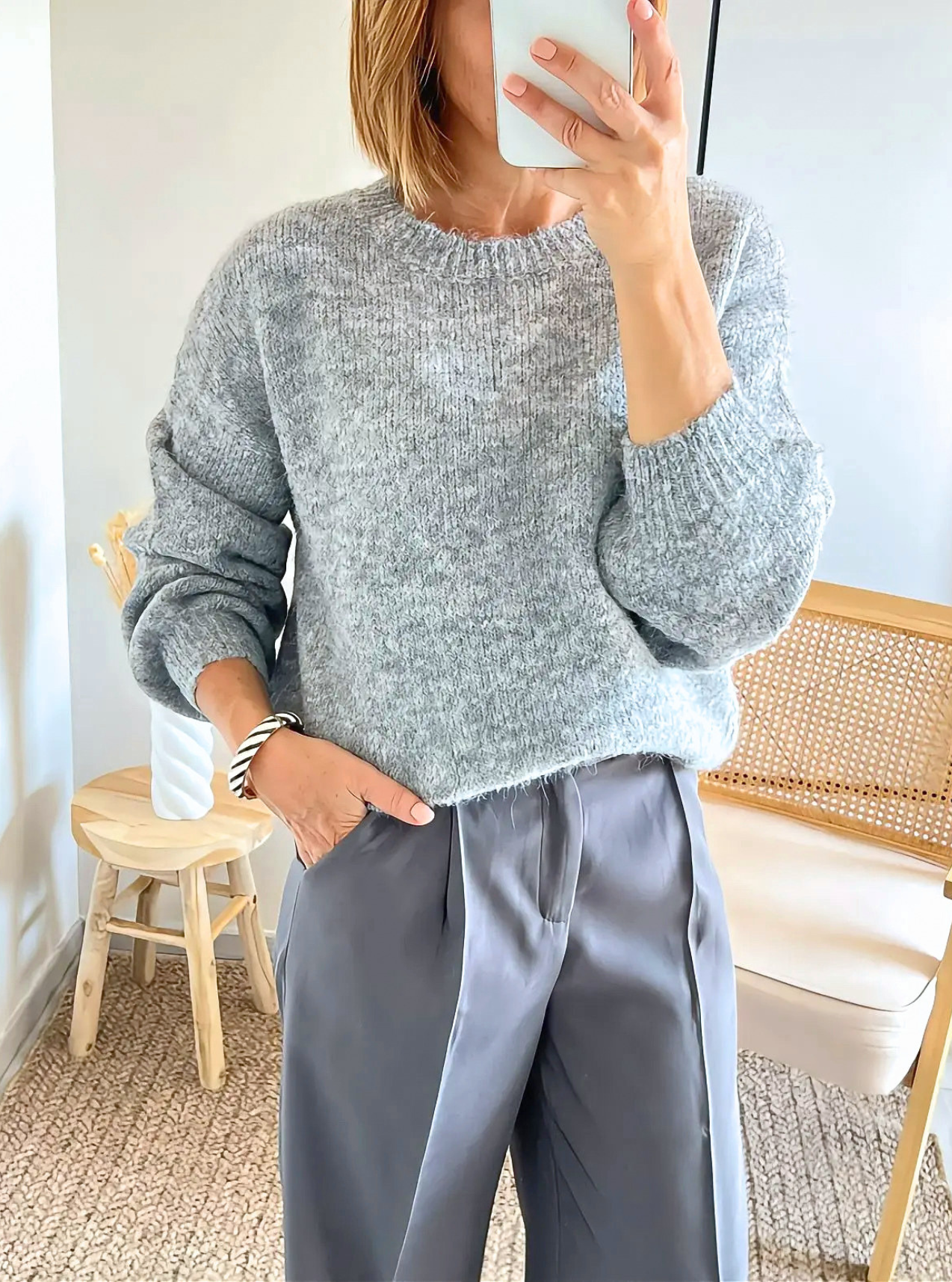 pull femme intemporel gris Paco