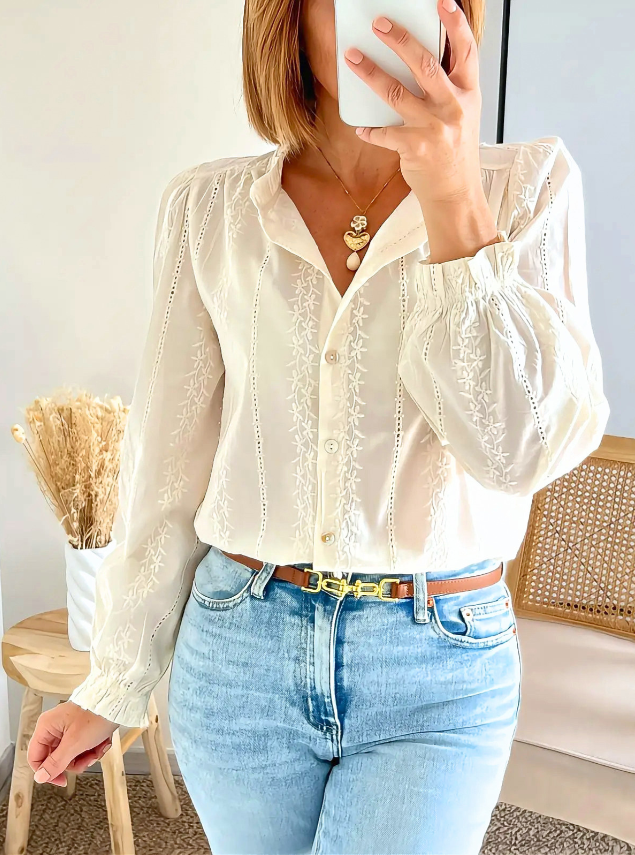Blouse femme Linette en coton brodé