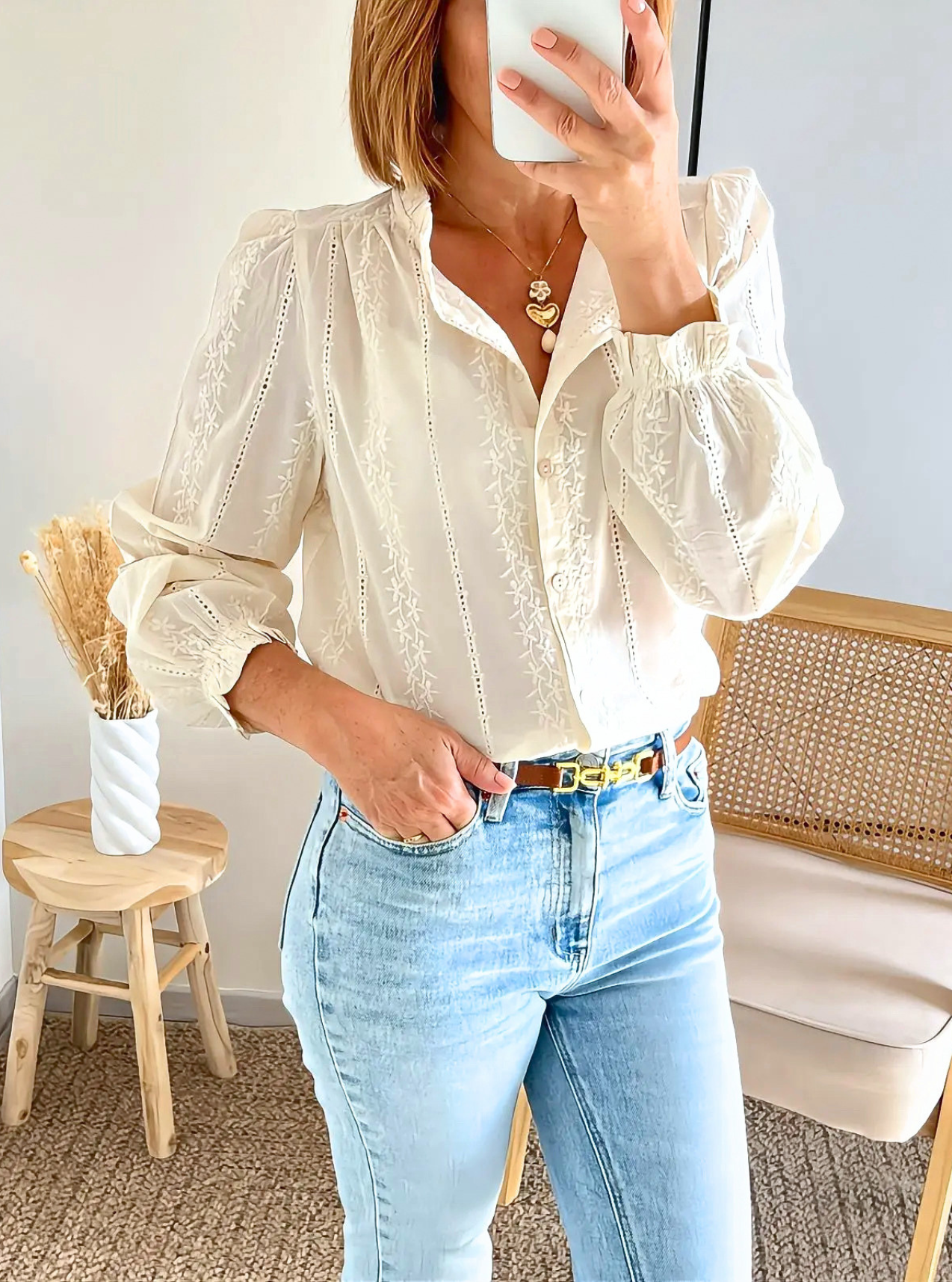Blouse brodée femme Linette