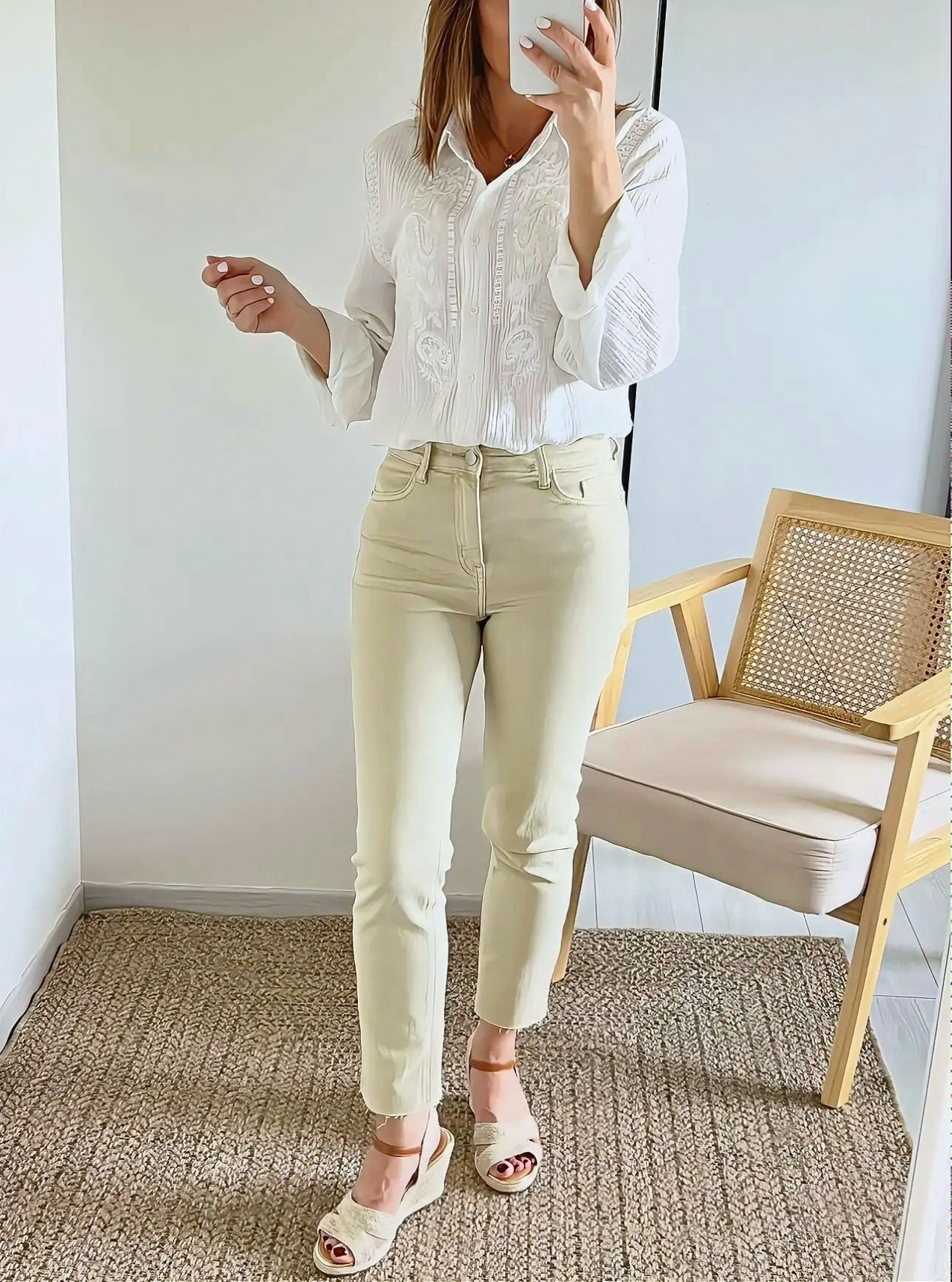 jean femme mom fit beige Harvey