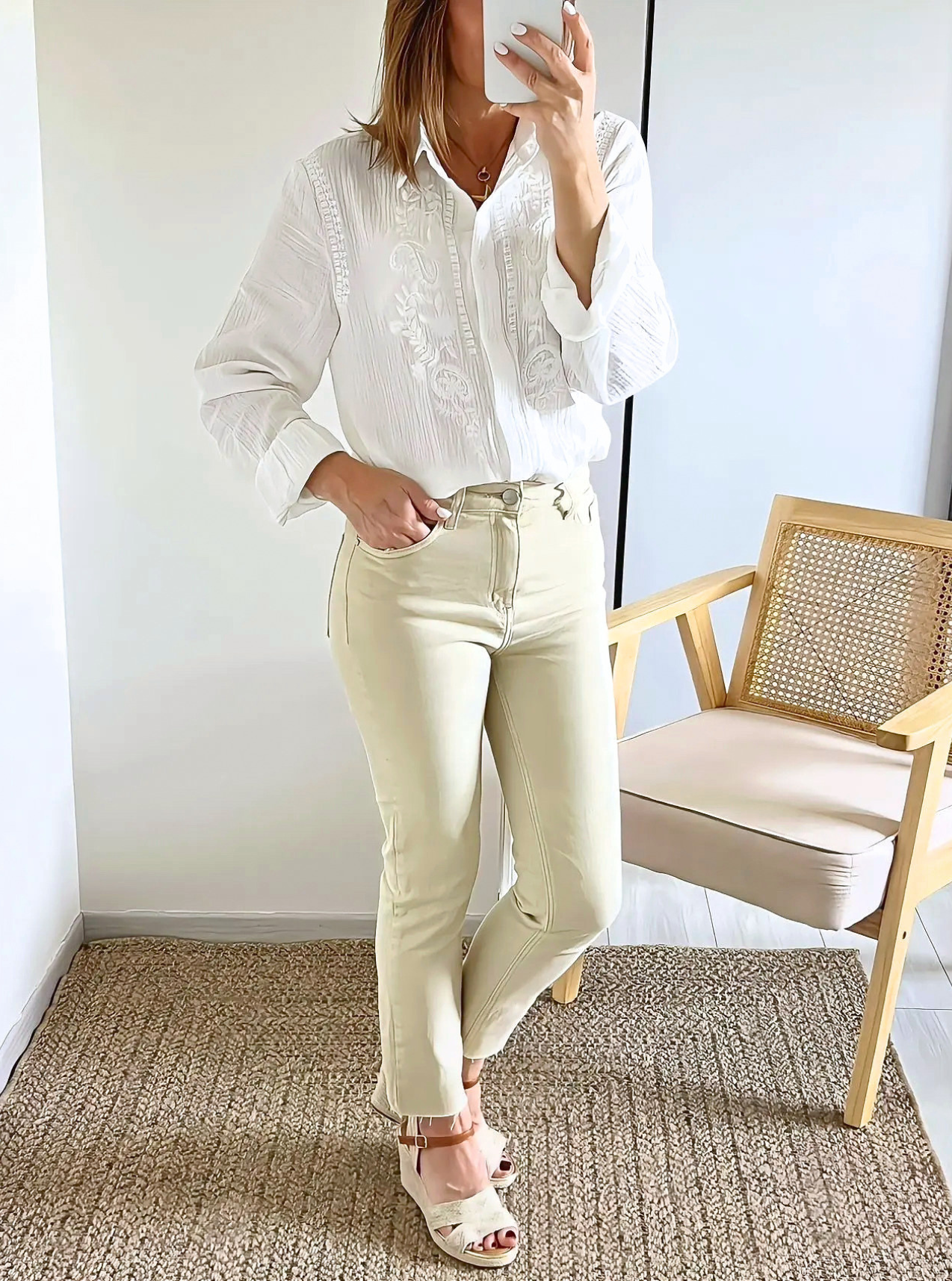 jean beige femme Harvey