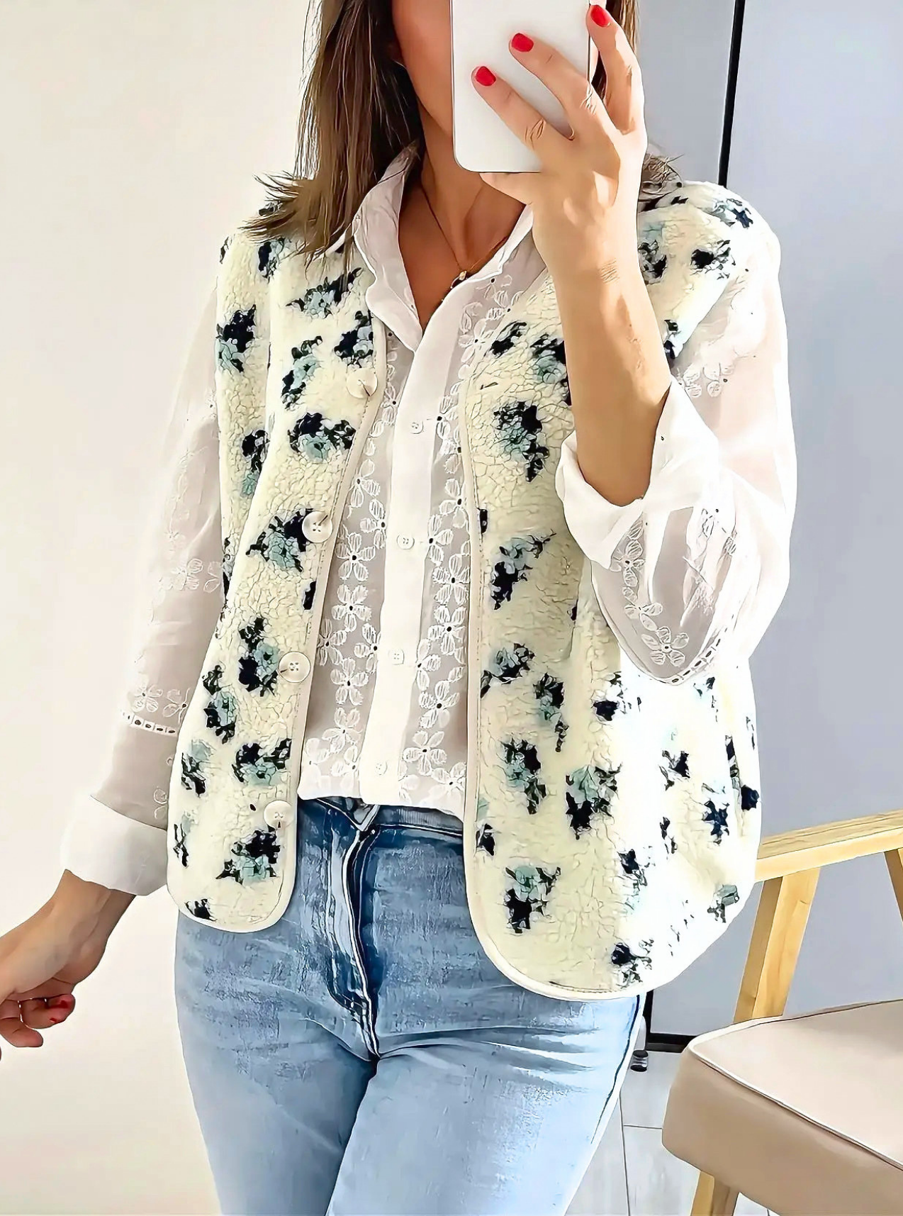 gilet sans manches fleuri Simon