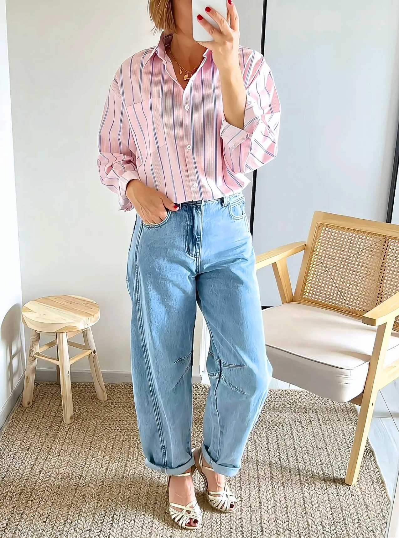 jean bleu femme coupe ballon Ruben