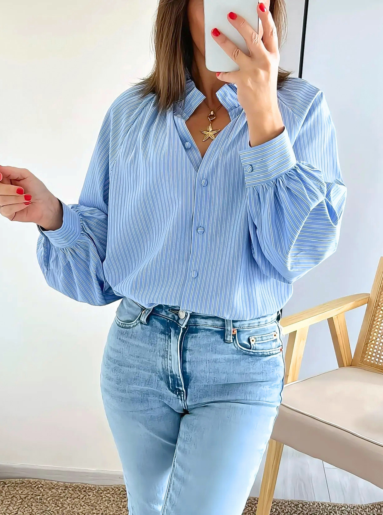 blouse femme bleue Paola à rayures