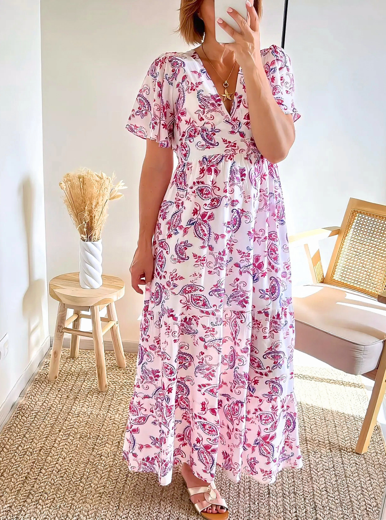 robe longue femme June imprimée été
