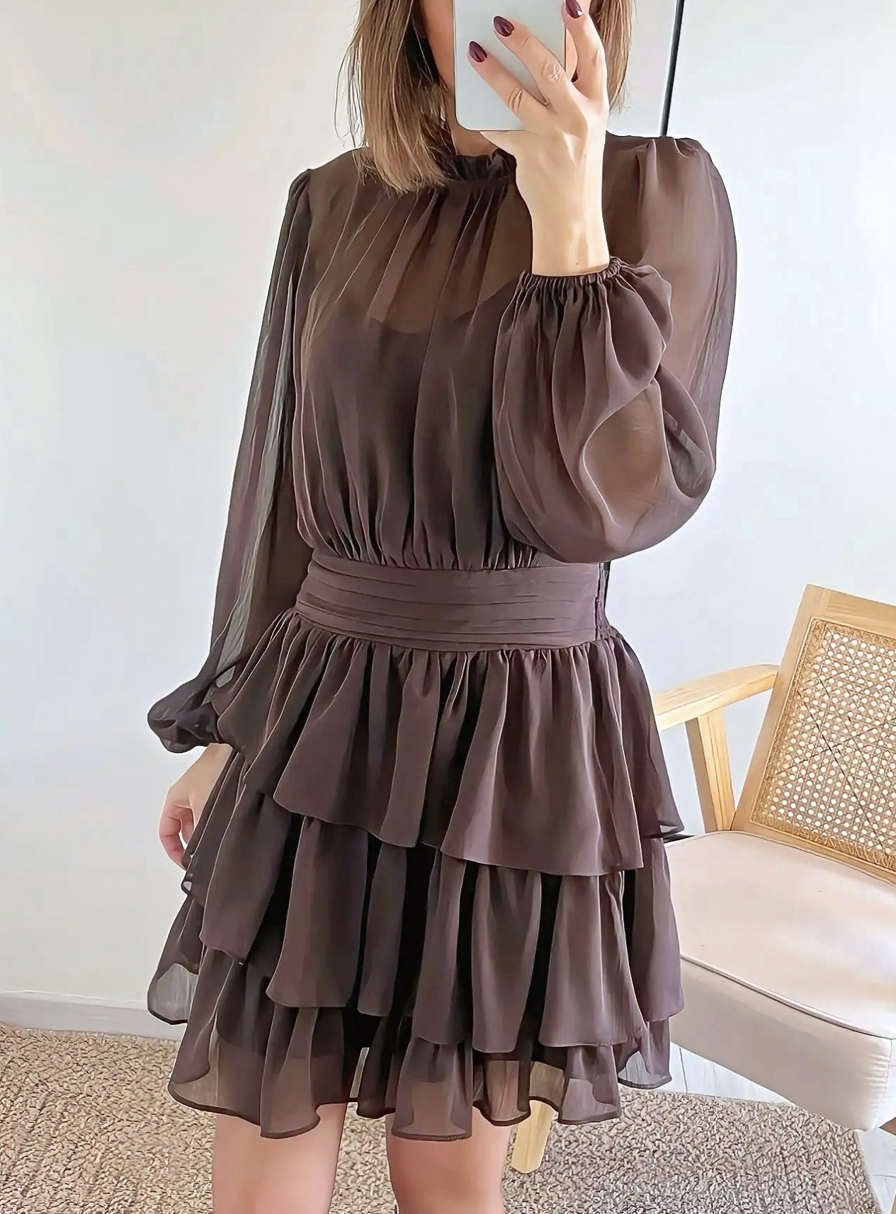 robe Meryl marron choco femme