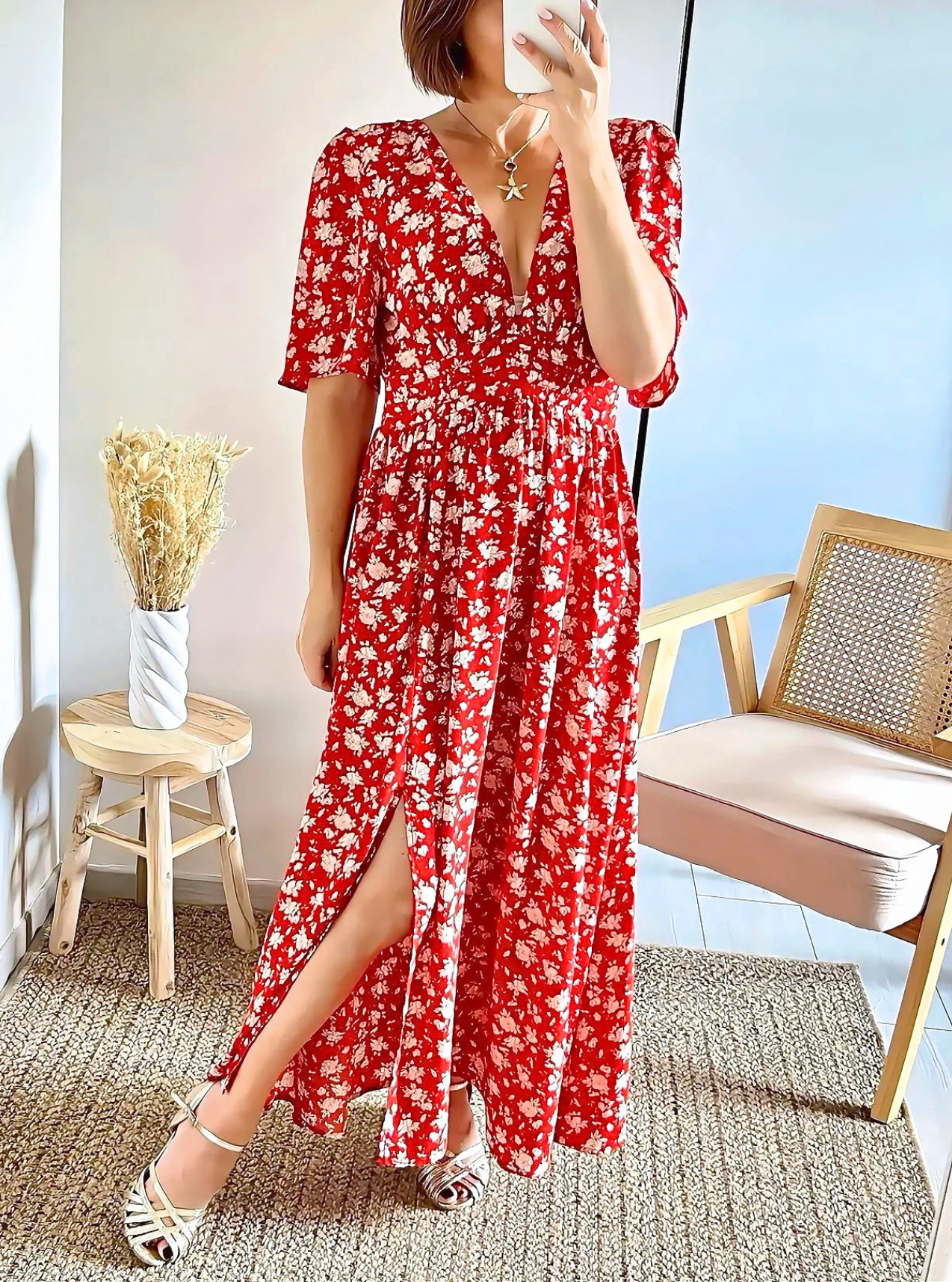 robe longue rouge femme Julieta