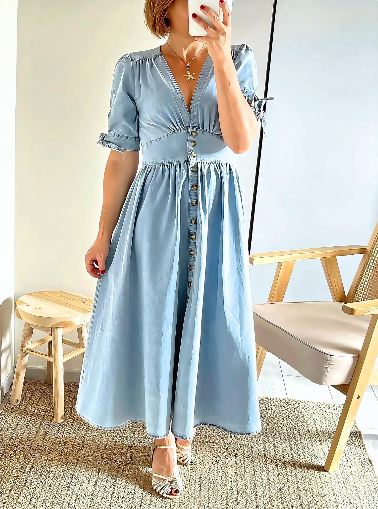 robe Andréa en denim bleu