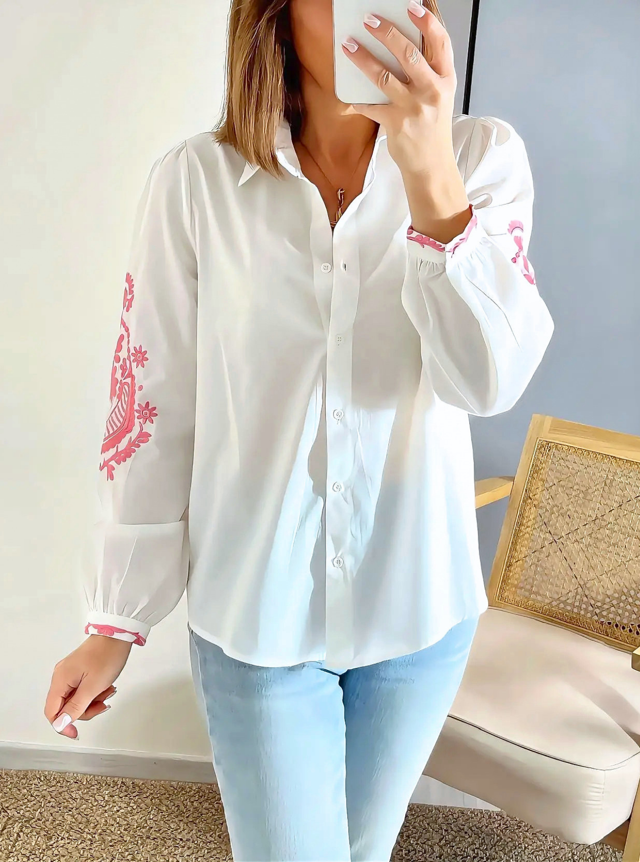 chemise coton brodée Théa