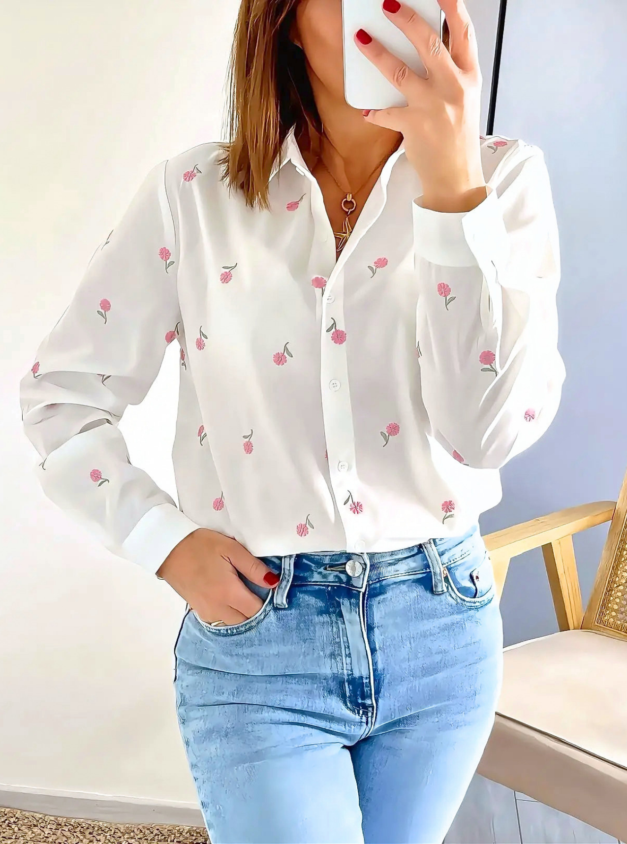 chemise femme Rosy fleurs brodées