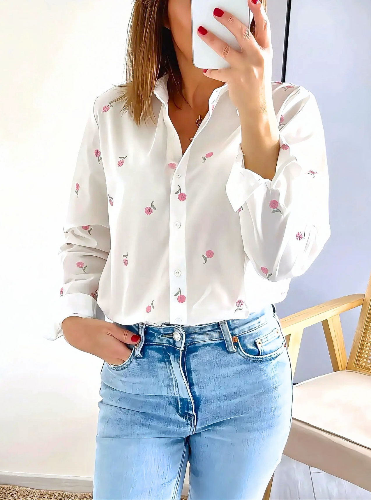 chemise en coton fleurs Rosy