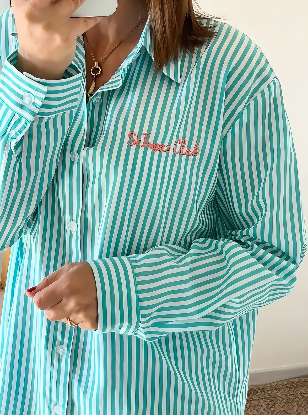 chemise saint tropez details broderies