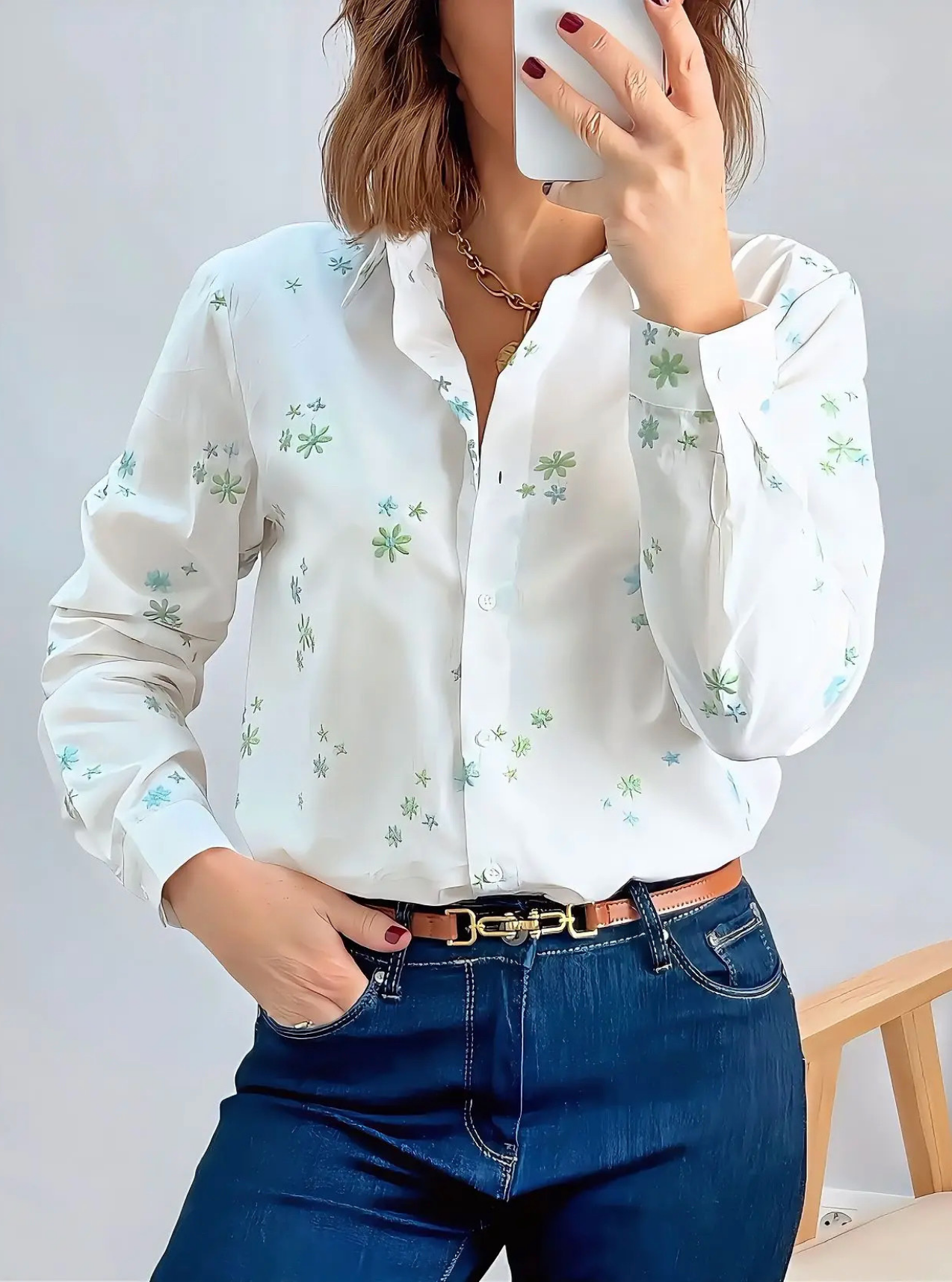 chemise femme Athena avec motifs brodés