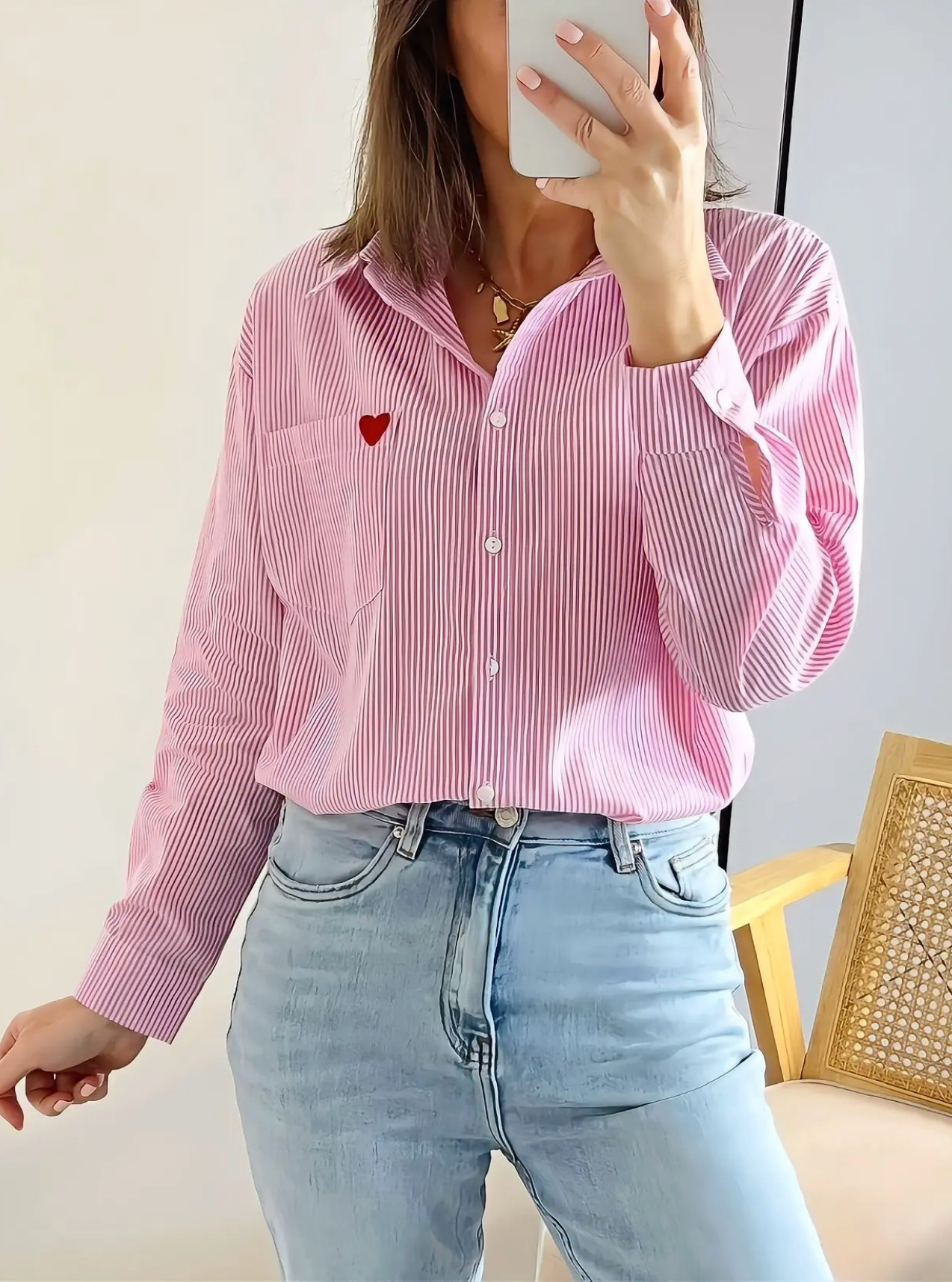 chemise rose rayée femme Denver
