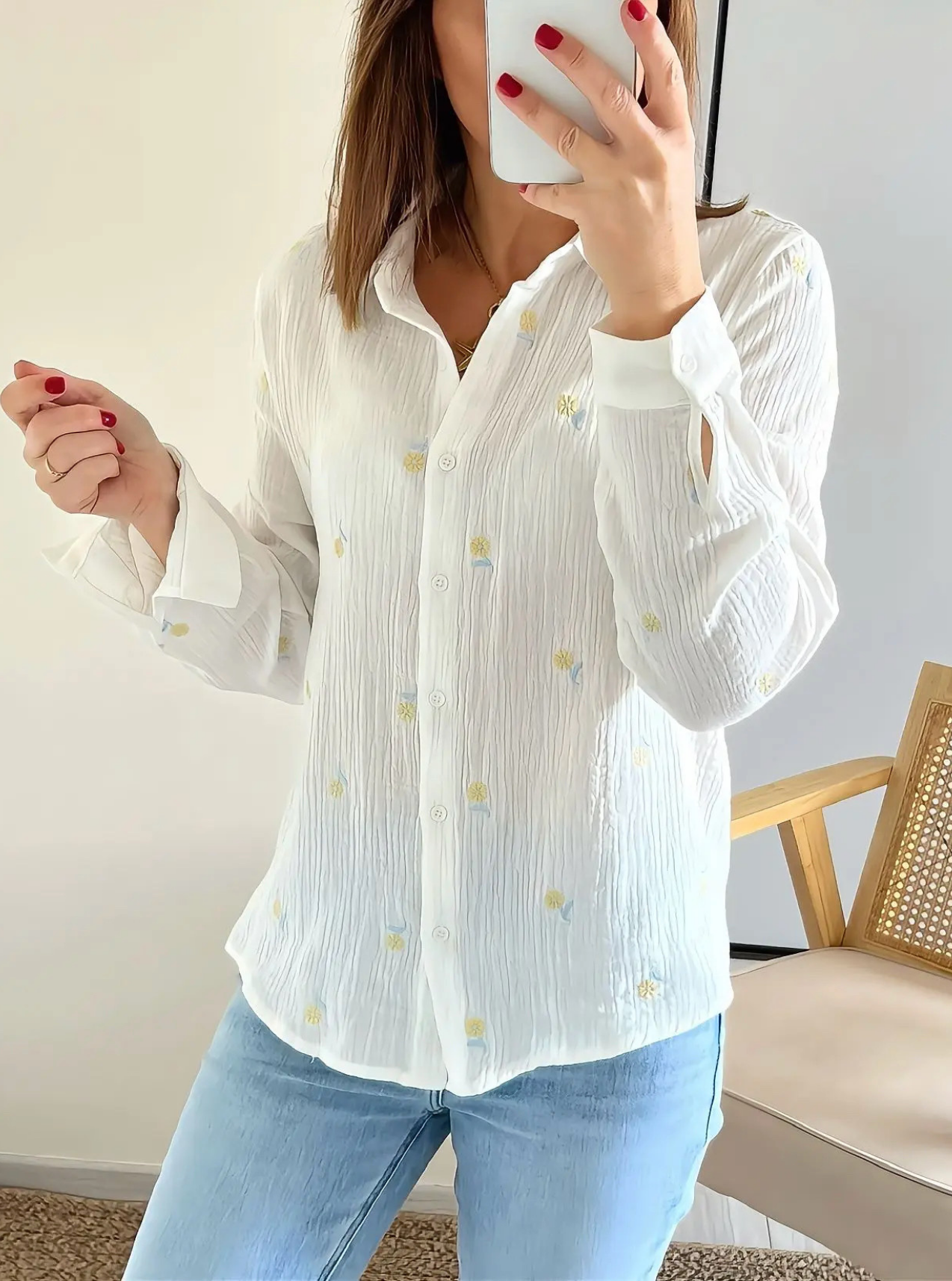 chemise Eva fleurs brodées