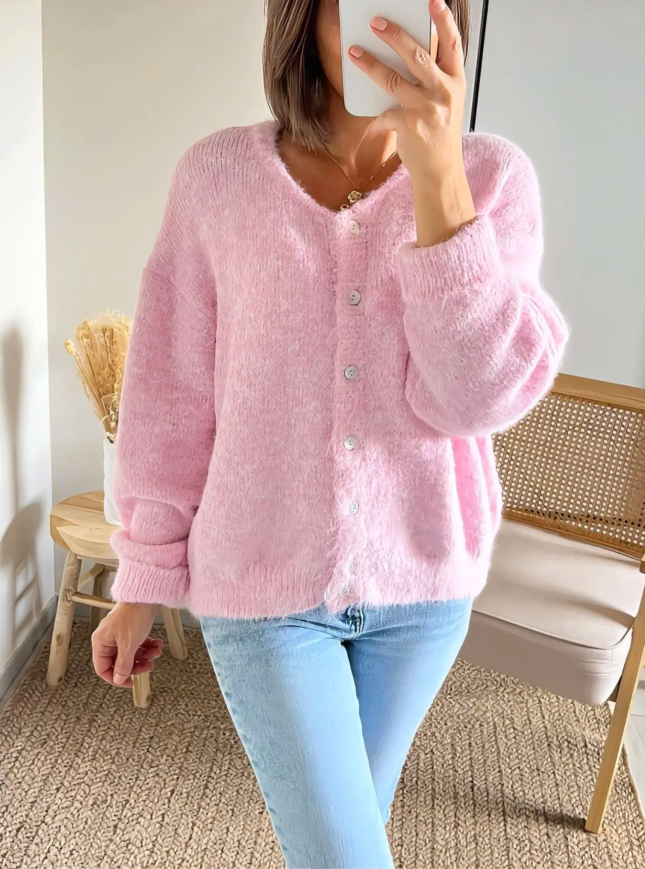 gilet femme très doux rose Ezio
