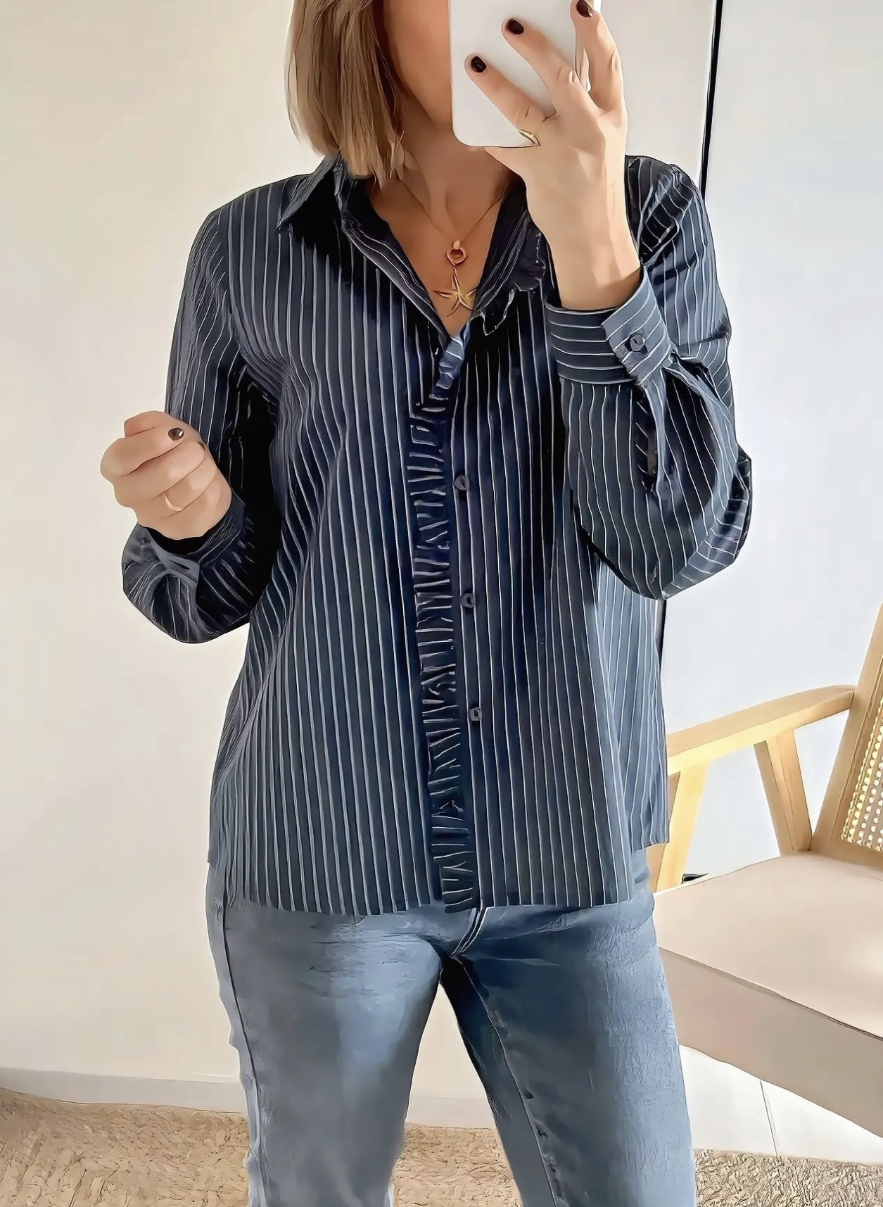 chemise bleue pernille rayée femme