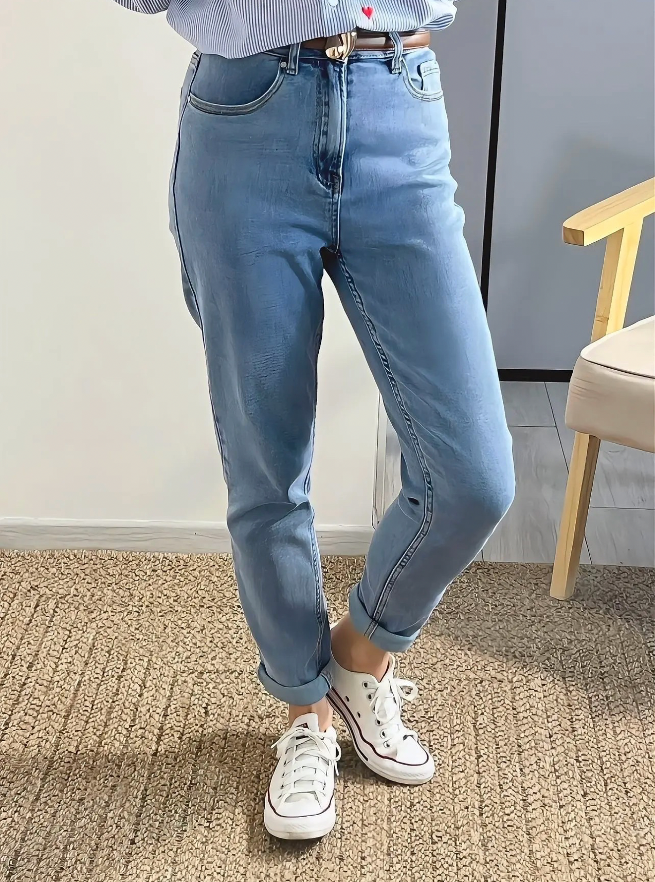 jean bleu femme coupe mom Riley