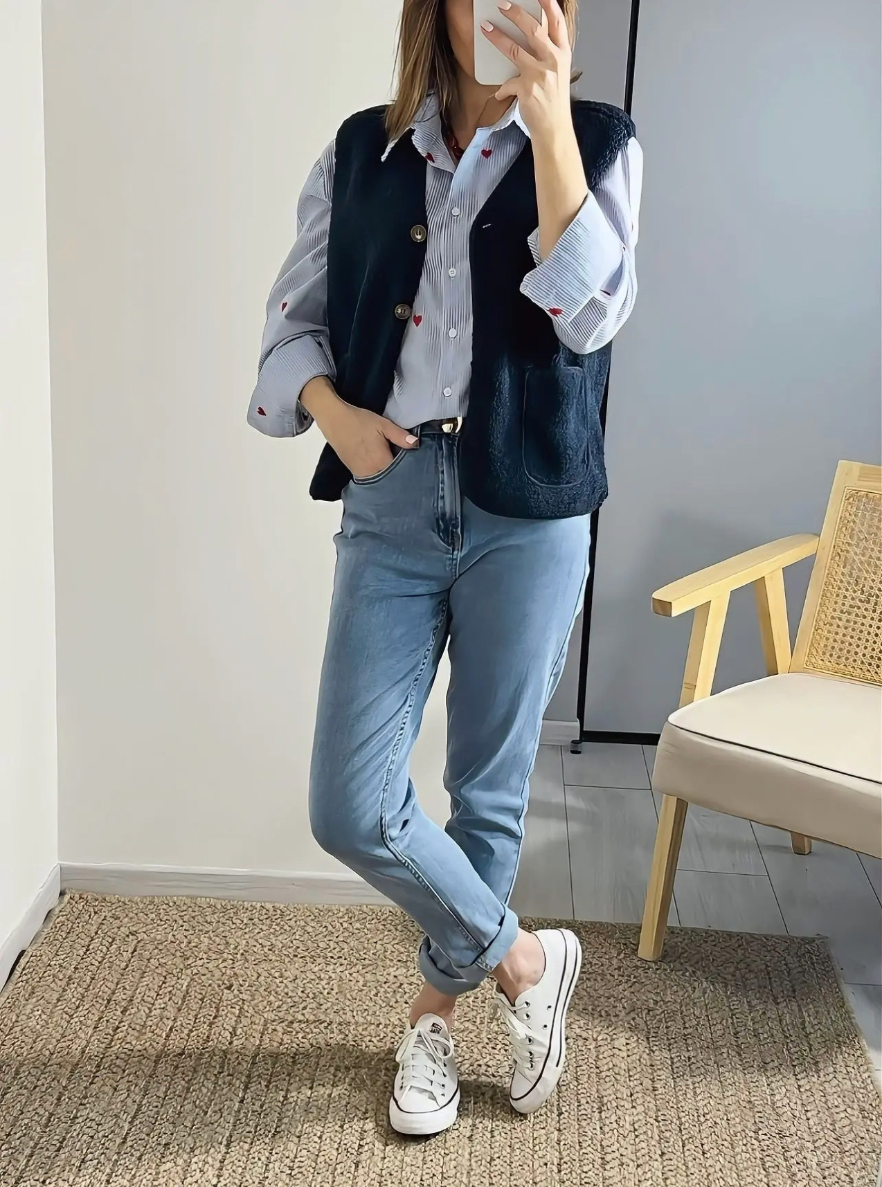 jean mom femme bleu Riley