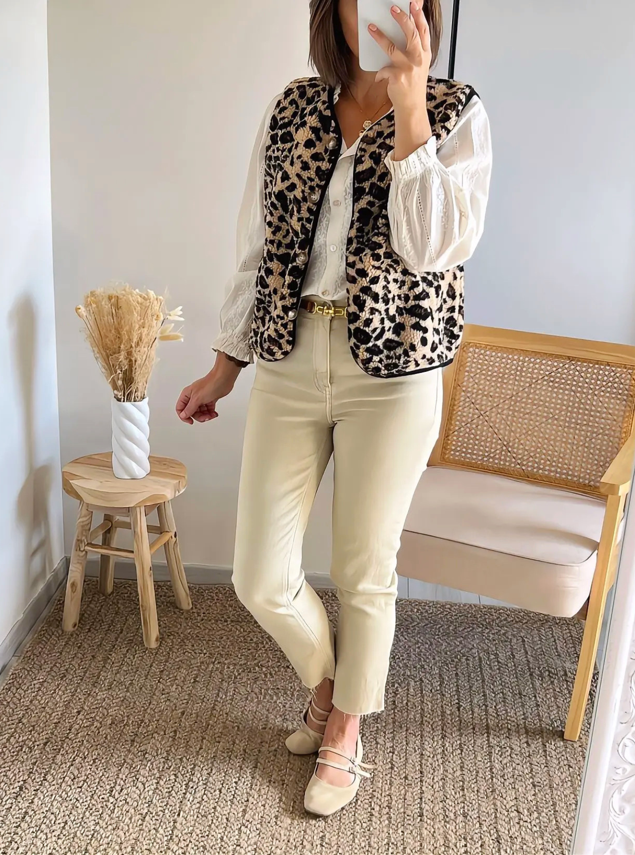 look avec jean mom fit beige Harvey