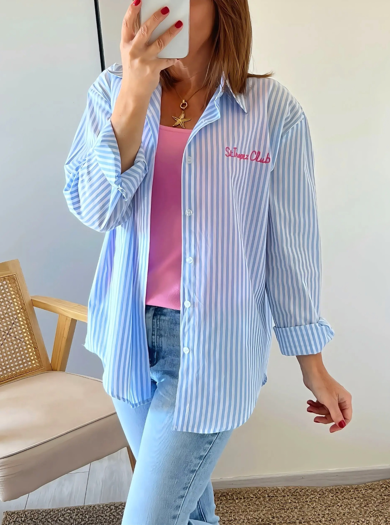 chemise Saint Tropez bleue rayée femme