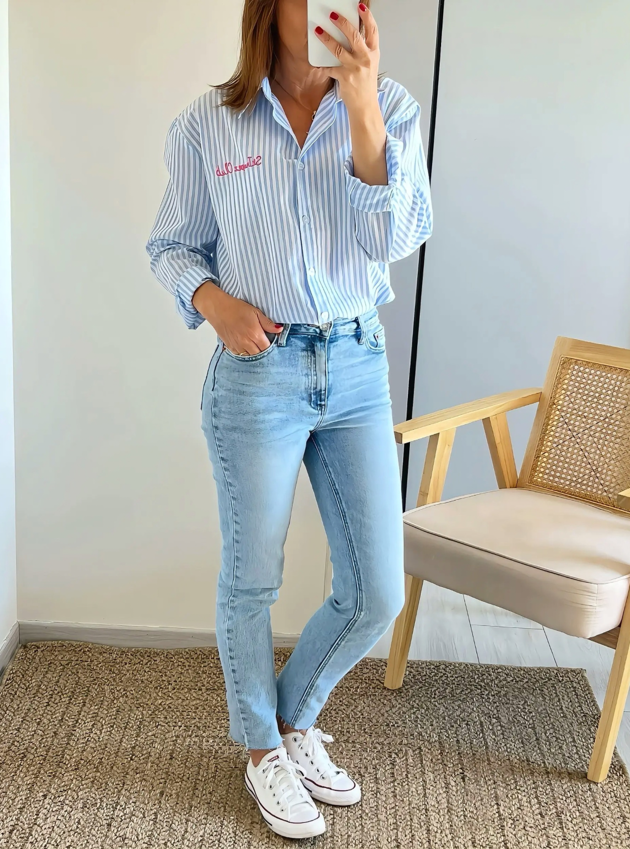 chemise femme rayures bleues Saint Tropez