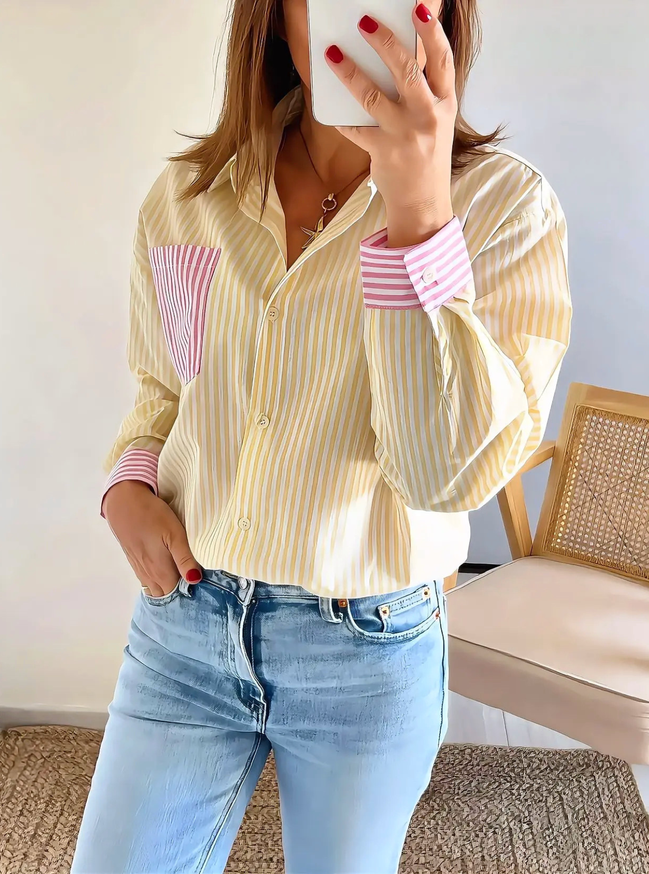 chemise jaune Margaux femme rayée