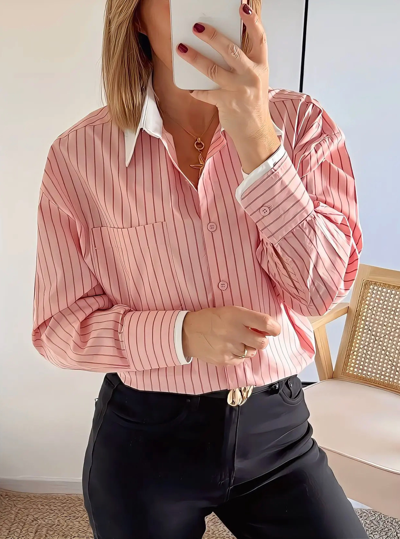 chemise femme Léonie rose rayée