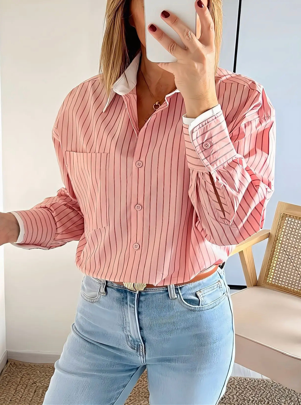 chemise rose femme à rayures Léonie