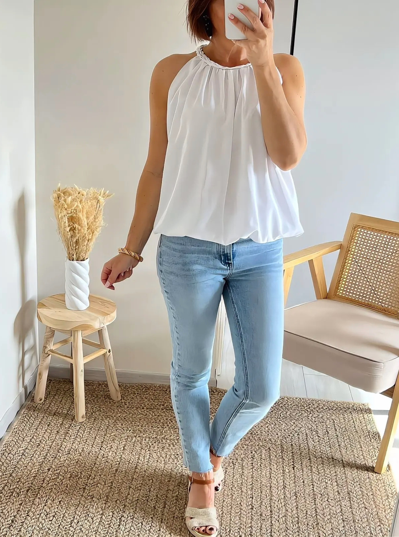 top blanc Adel sans manches