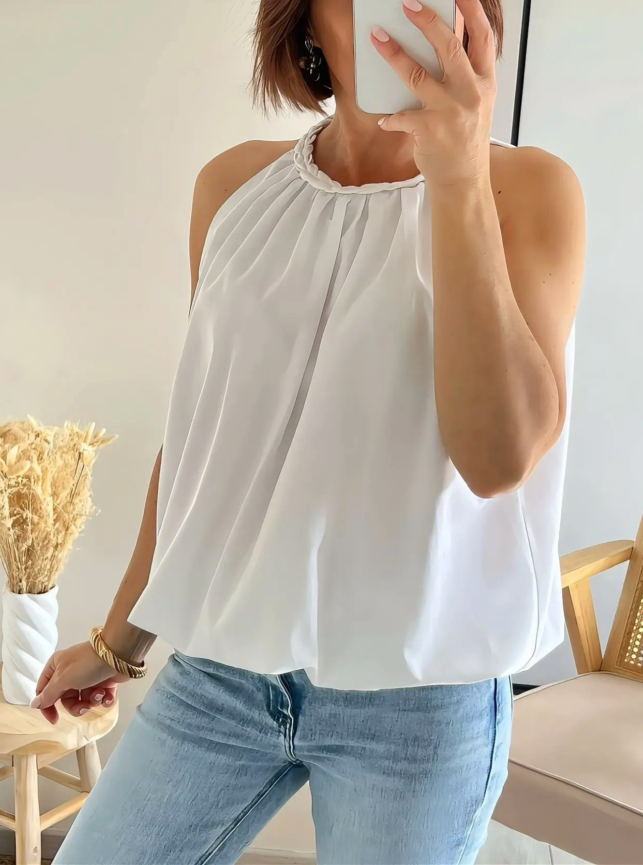 top Adel bouffant blanc