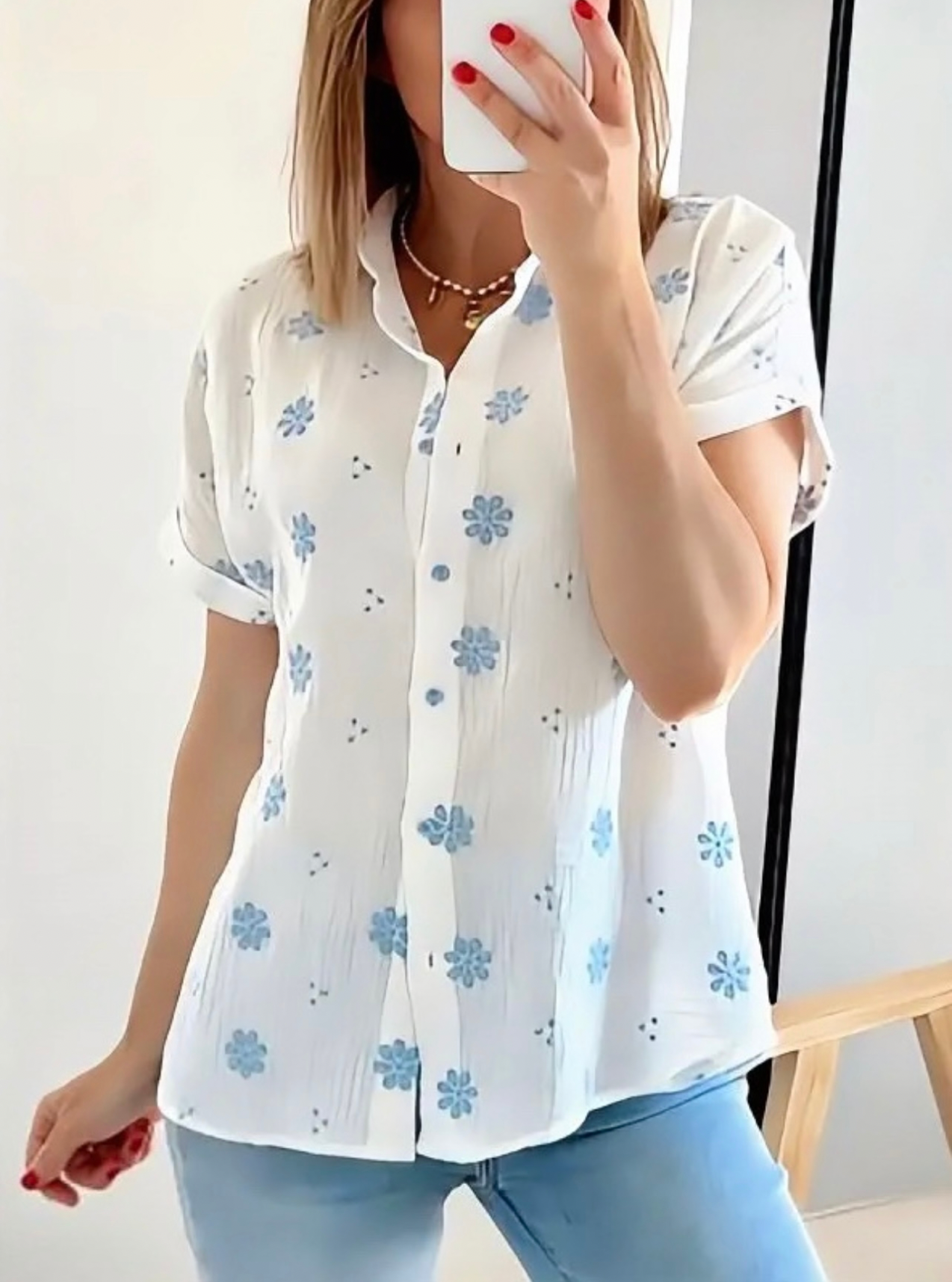 chemise Gaby femme en gaze de coton brodé