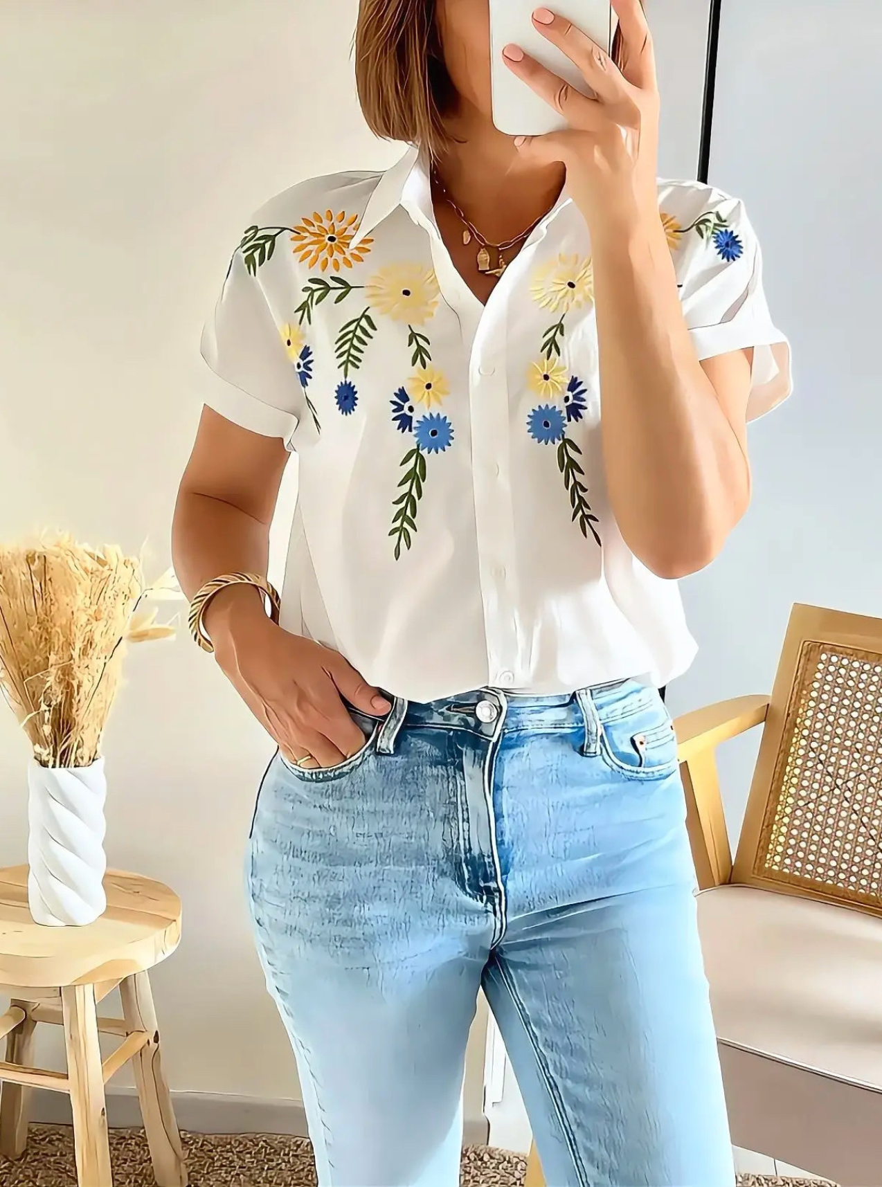 chemise femme Jazz en coton brodé