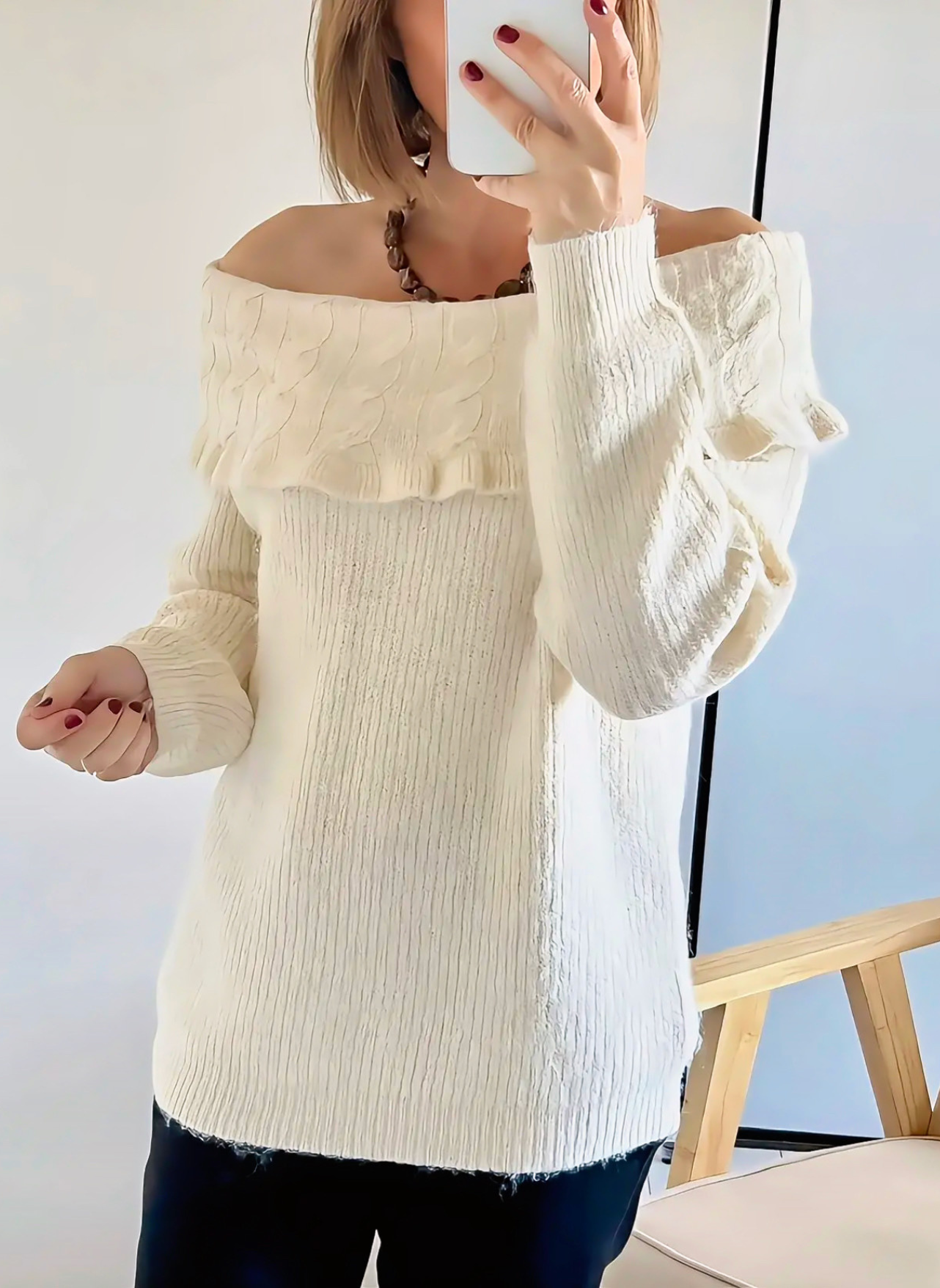 pull long femme Molly beige