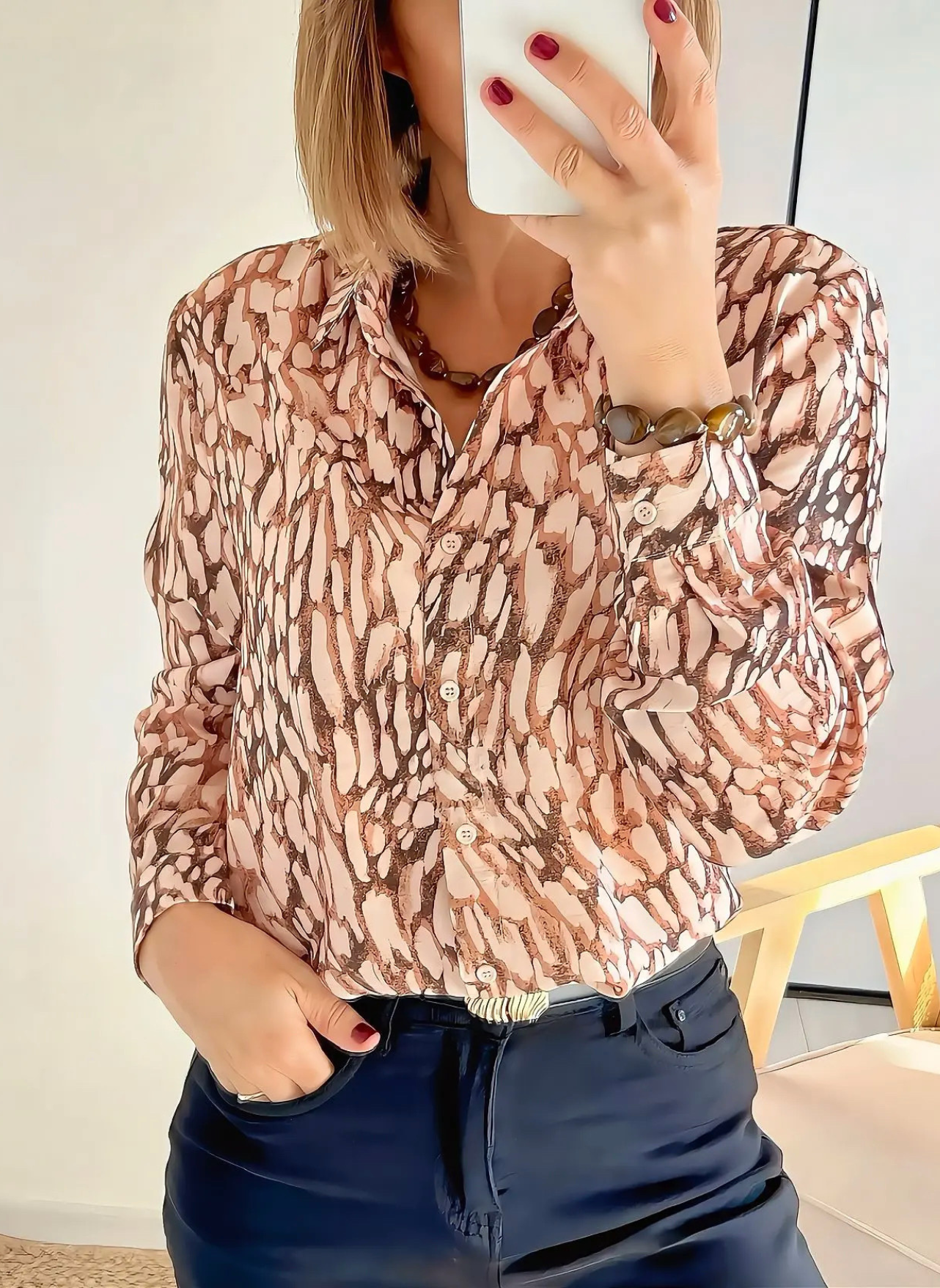 chemise Laurene marron imprimée