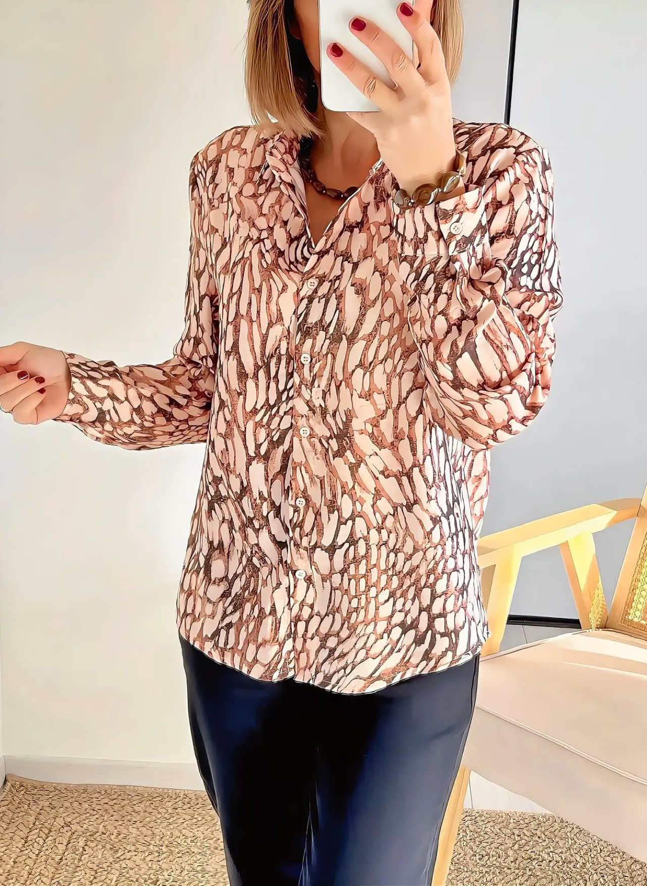 chemise marron imprimée femme Laurene