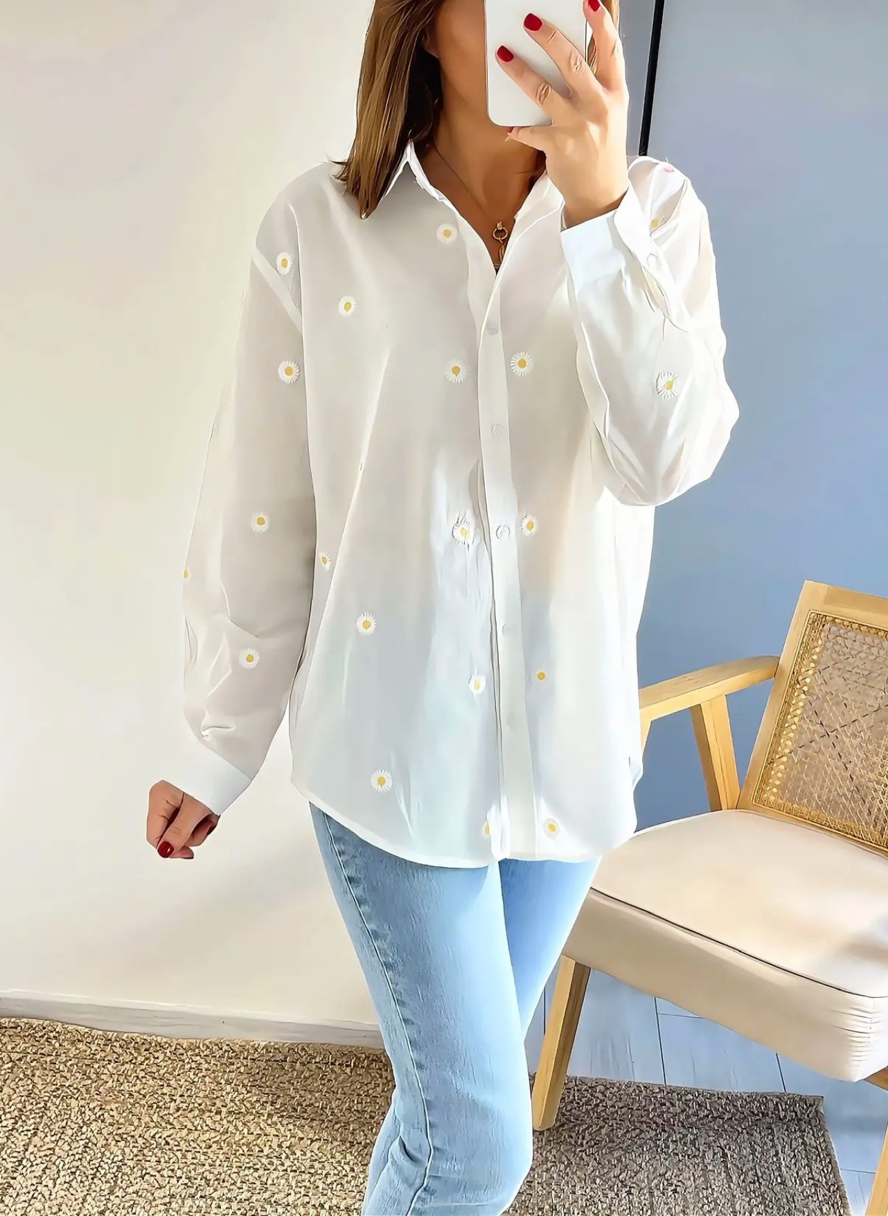 chemise blanche femme fleurie Maely