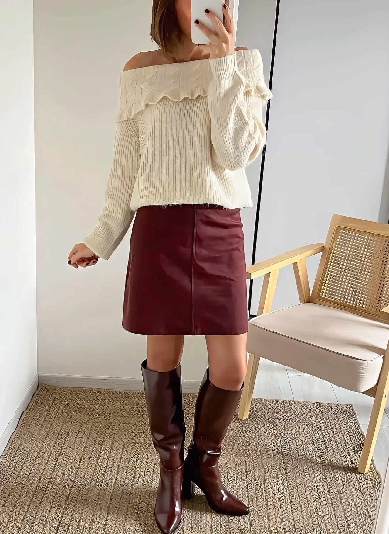 jupe femme suédine bordeaux Laly