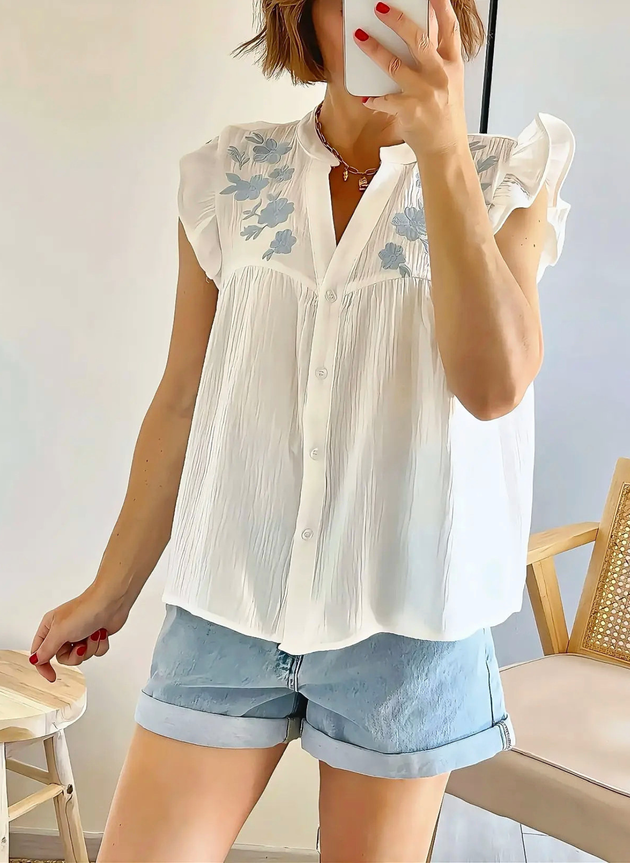 blouse Raphaelle en coton brodé