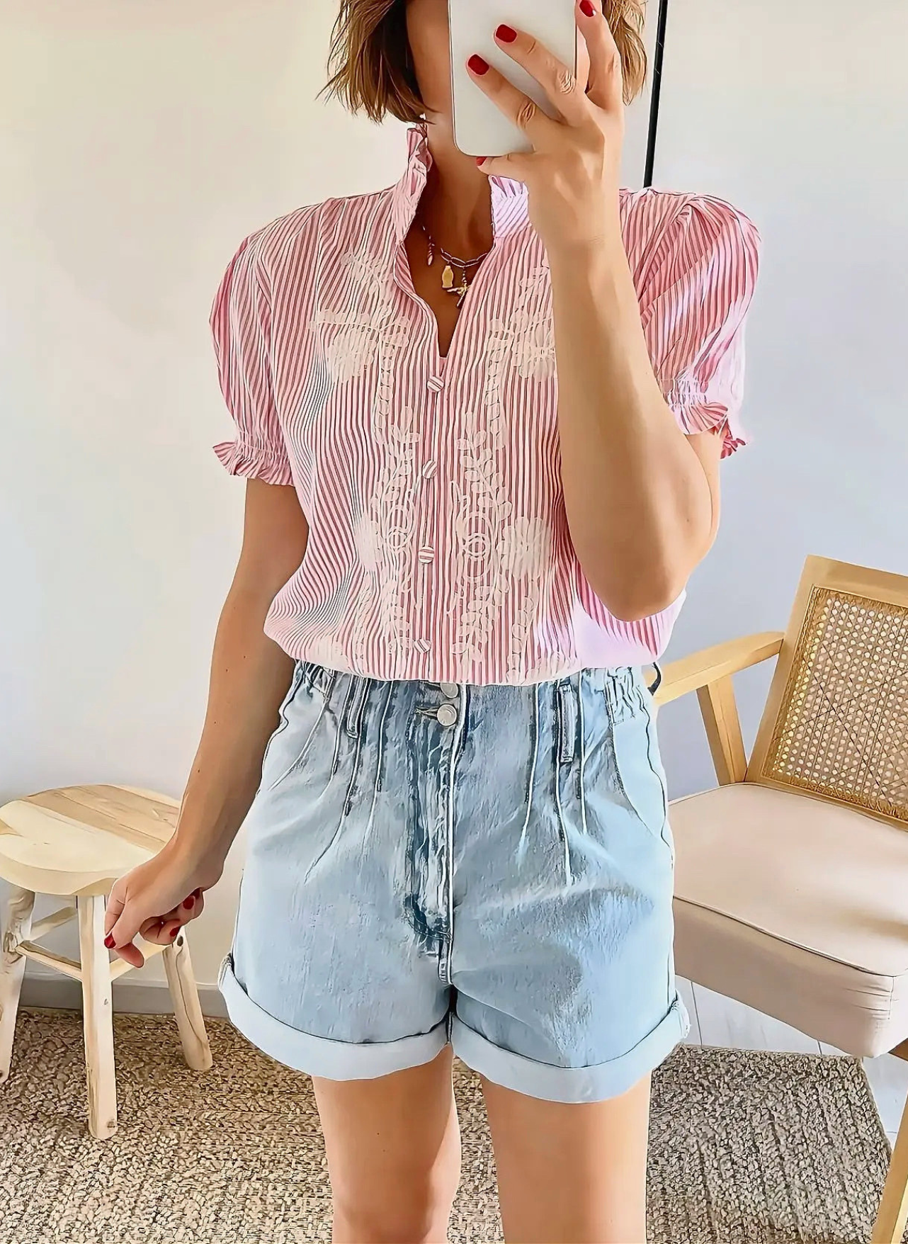 blouse femme Emma rose rayée