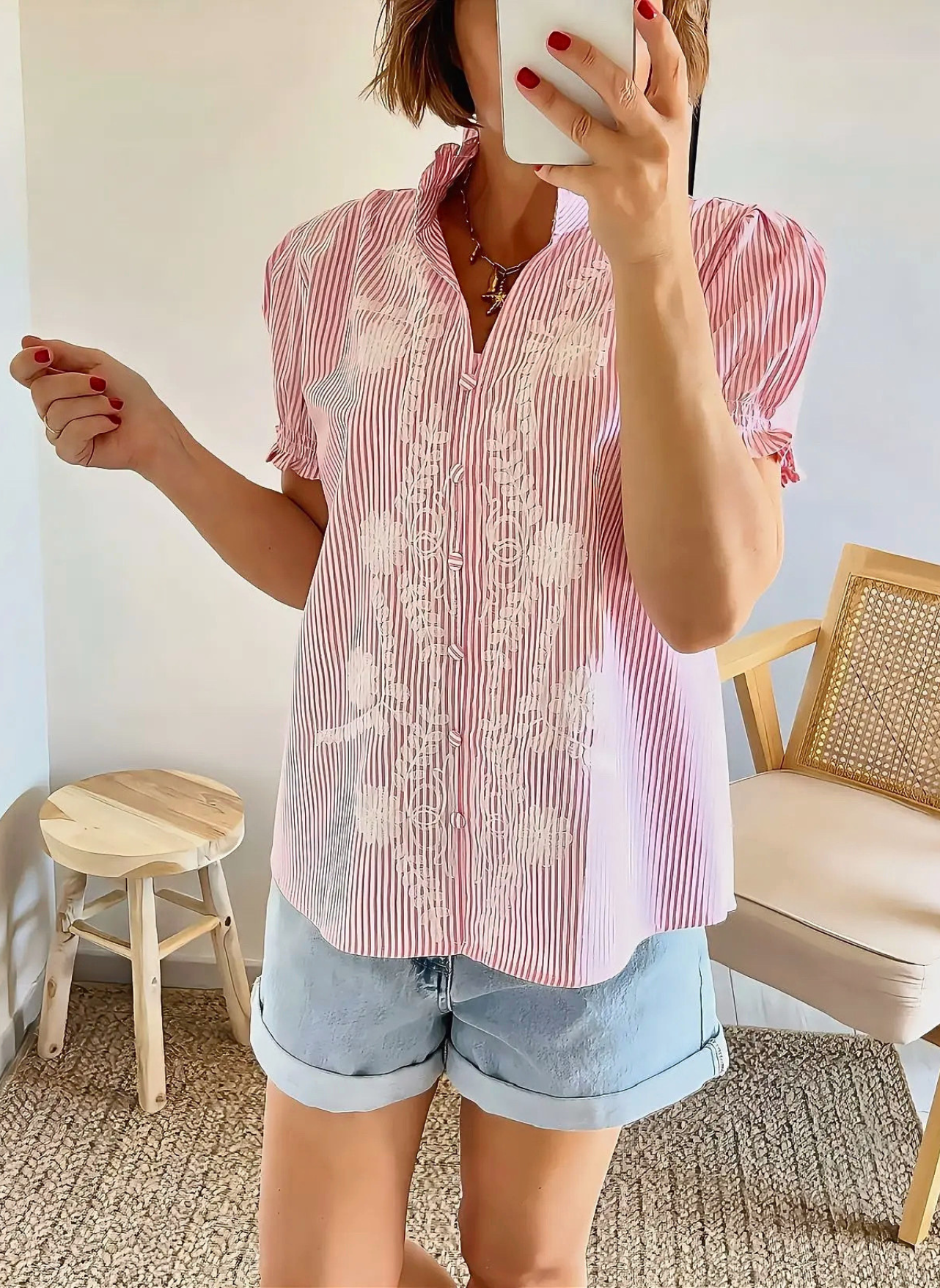 blouse rose Emma rayée