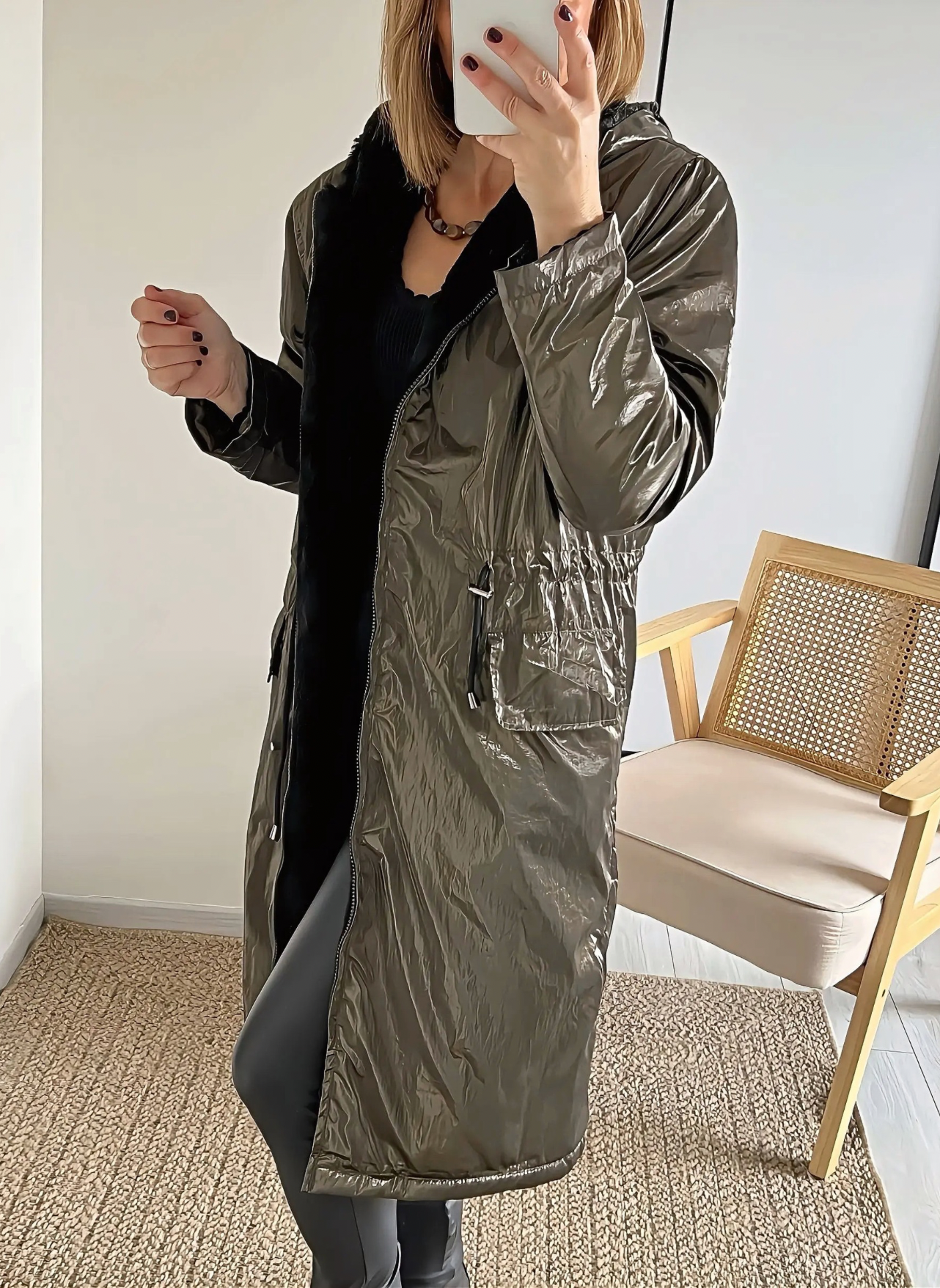 parka longue femme avec fausse fourrure Ava