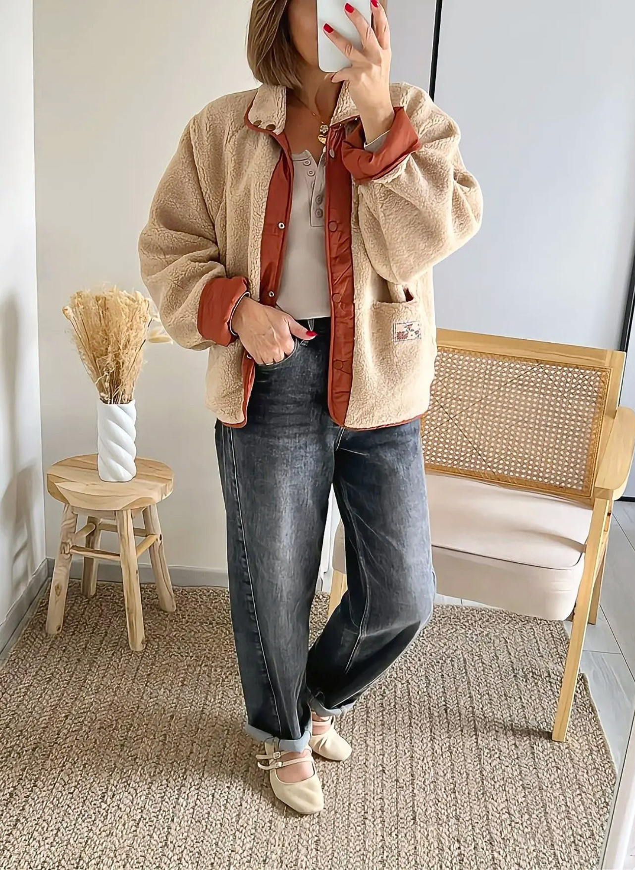 veste beige terracota femme réversible Gloria