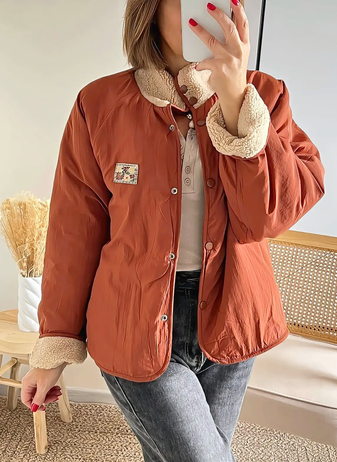 veste femme Gloria mouton beige réversible
