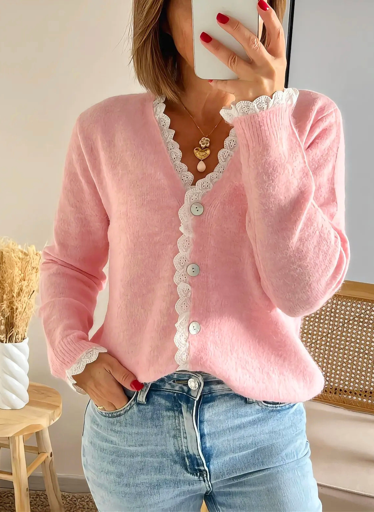 gilet femme Octave avec broderie anglaise