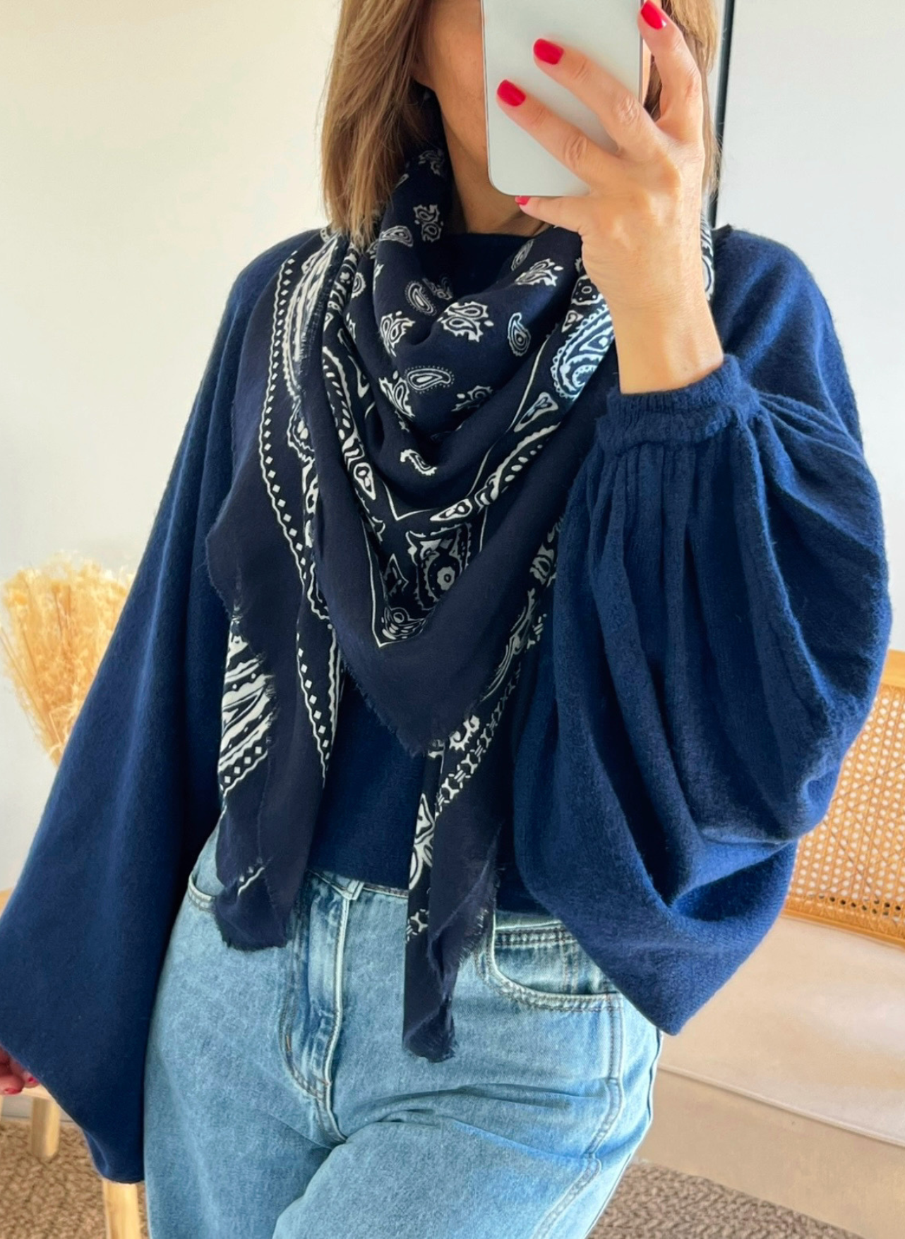 écharpe femme bandana marine Izia