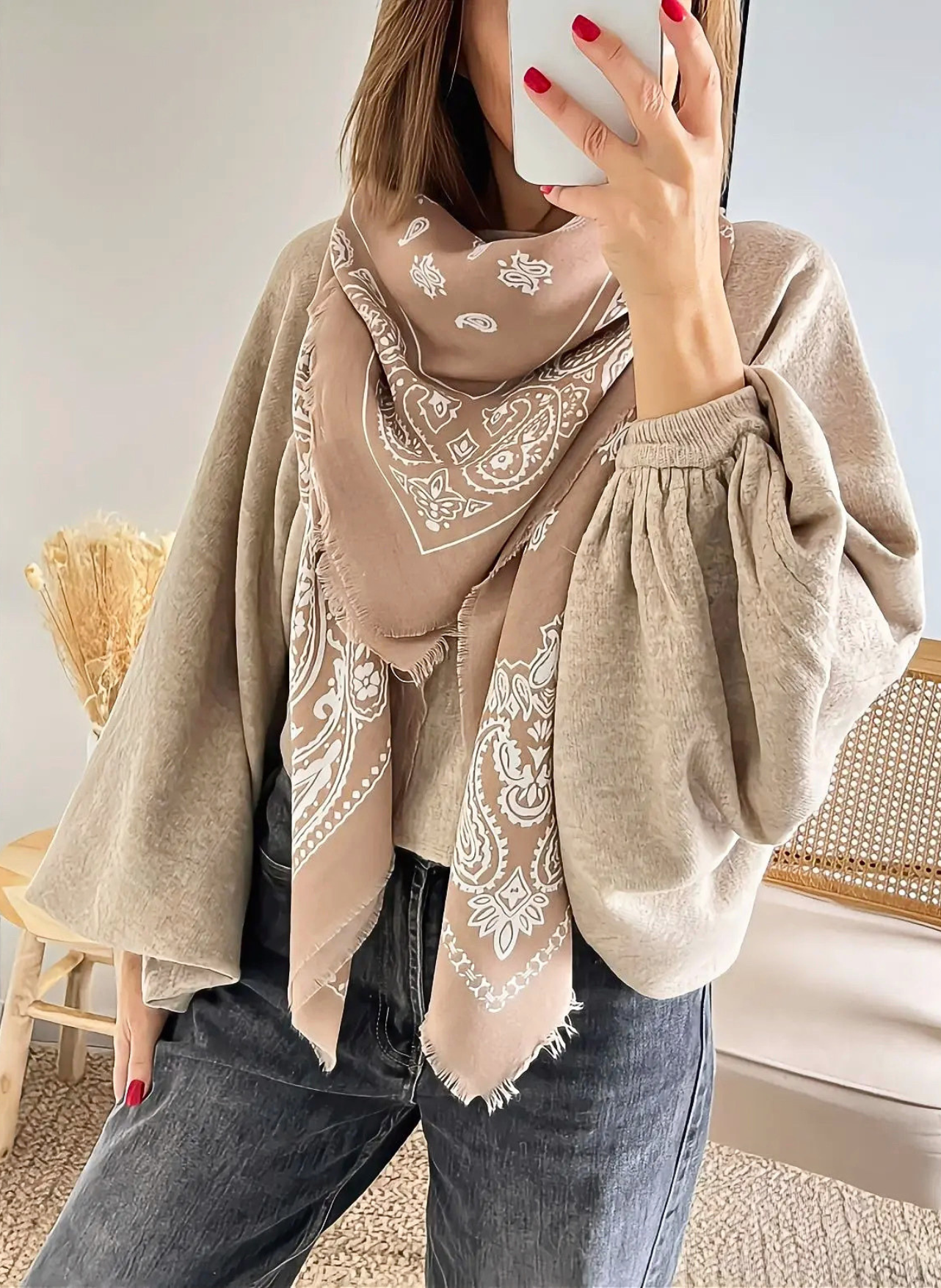 écharpe bandana femme Izia taupe