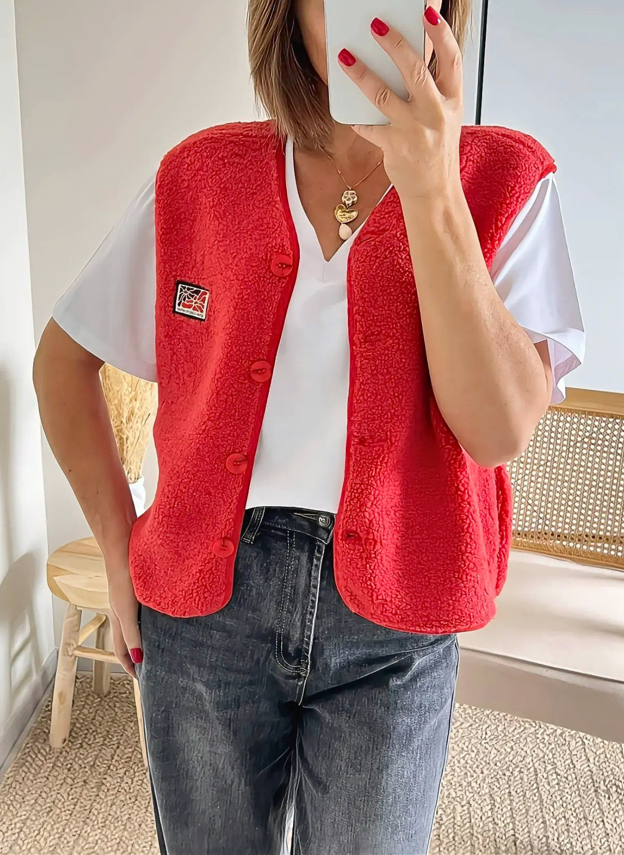 gilet sans manches rouge Kally
