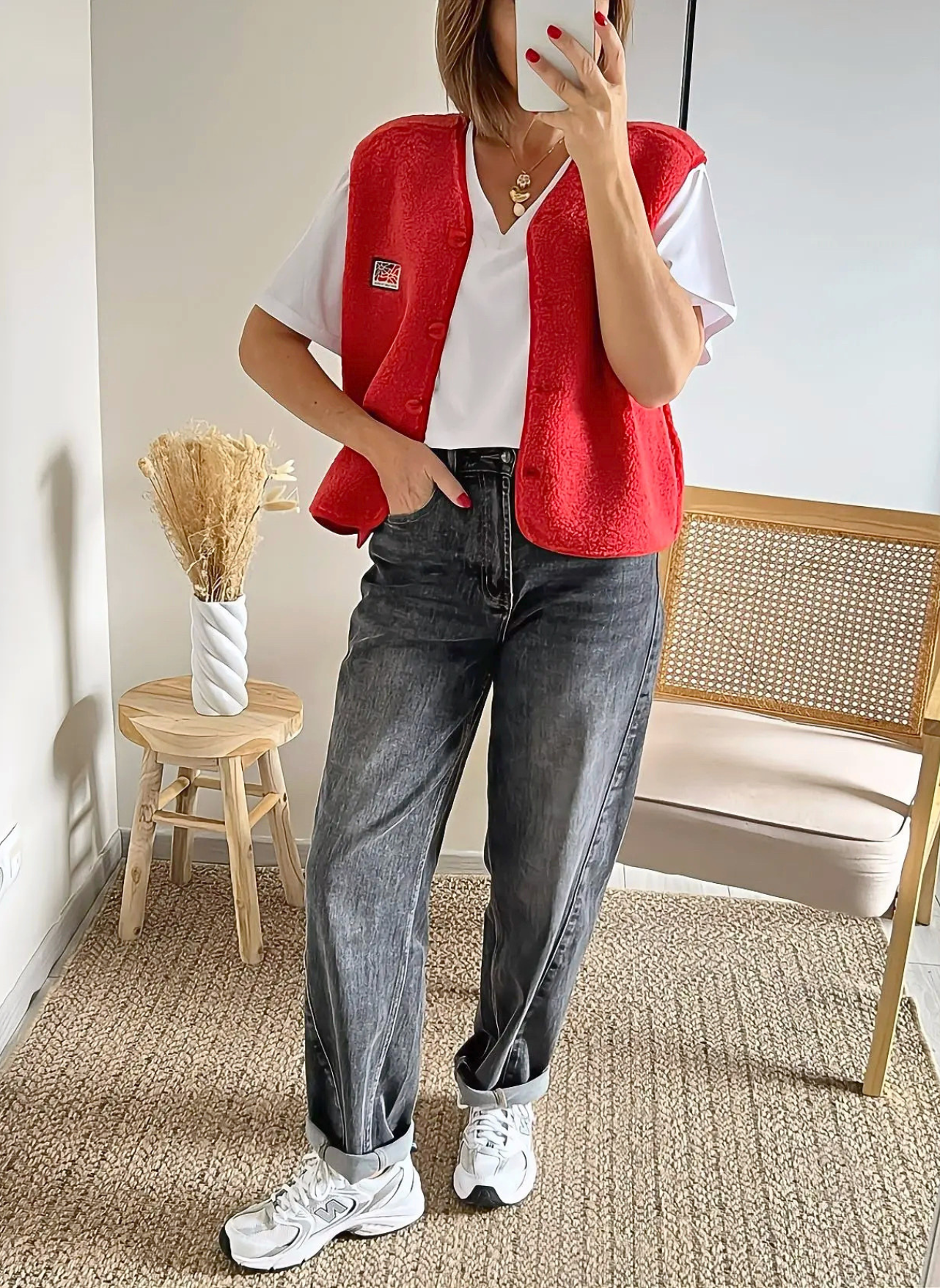 gilet rouge femme sans manches Kally