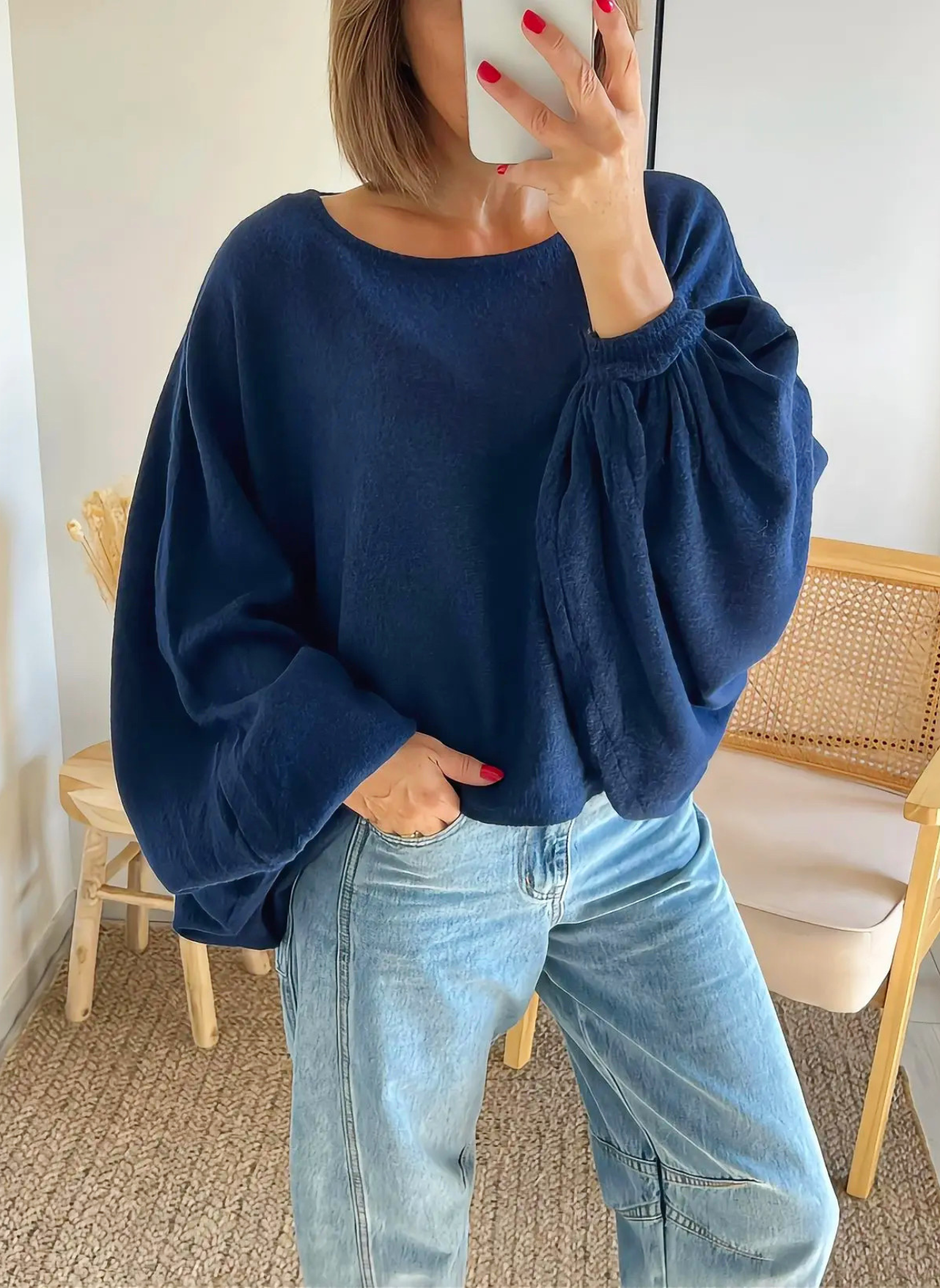 pull chauve-souris bleu Jody